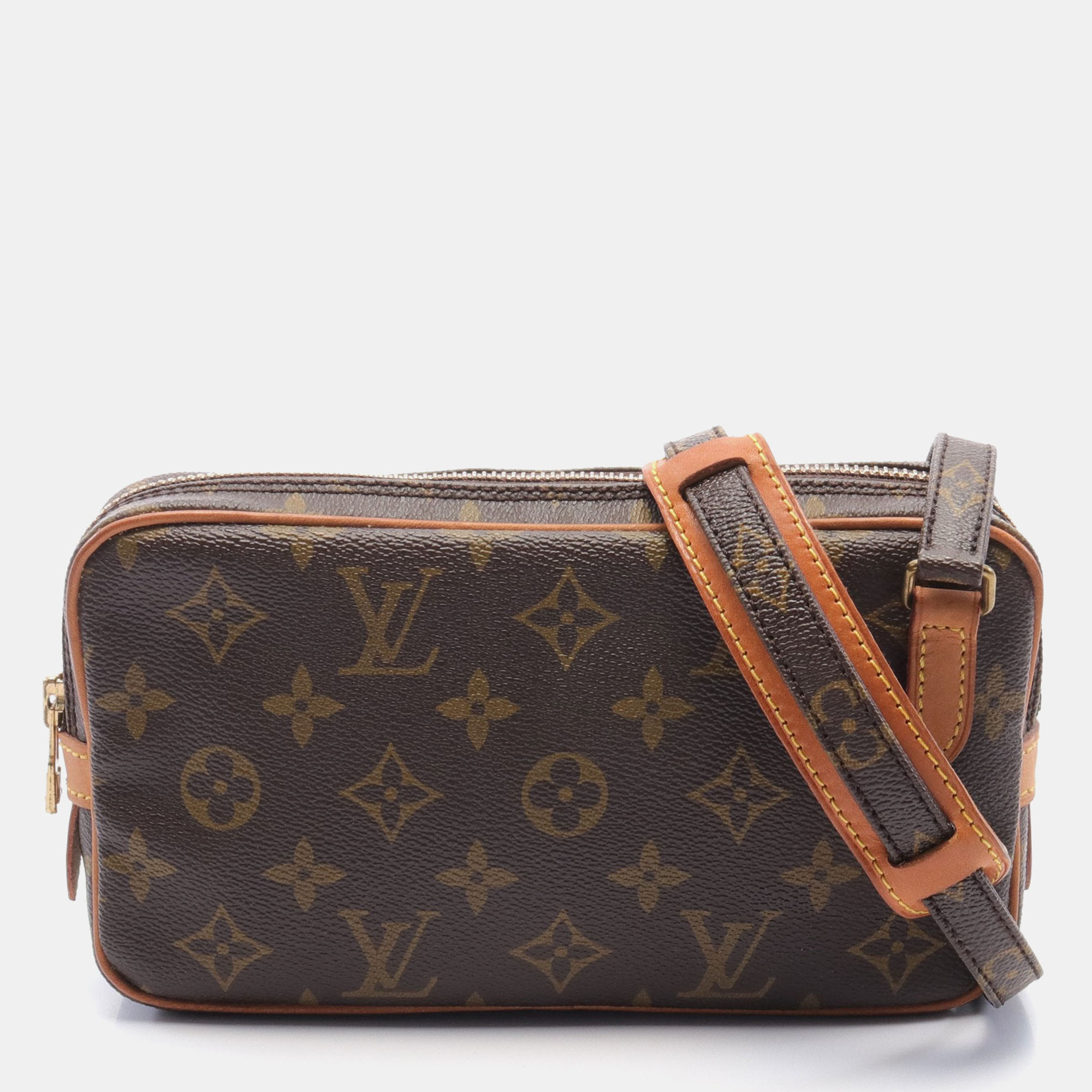 Louis vuitton marly bandouliere monogram shoulder bag pvc leather brown