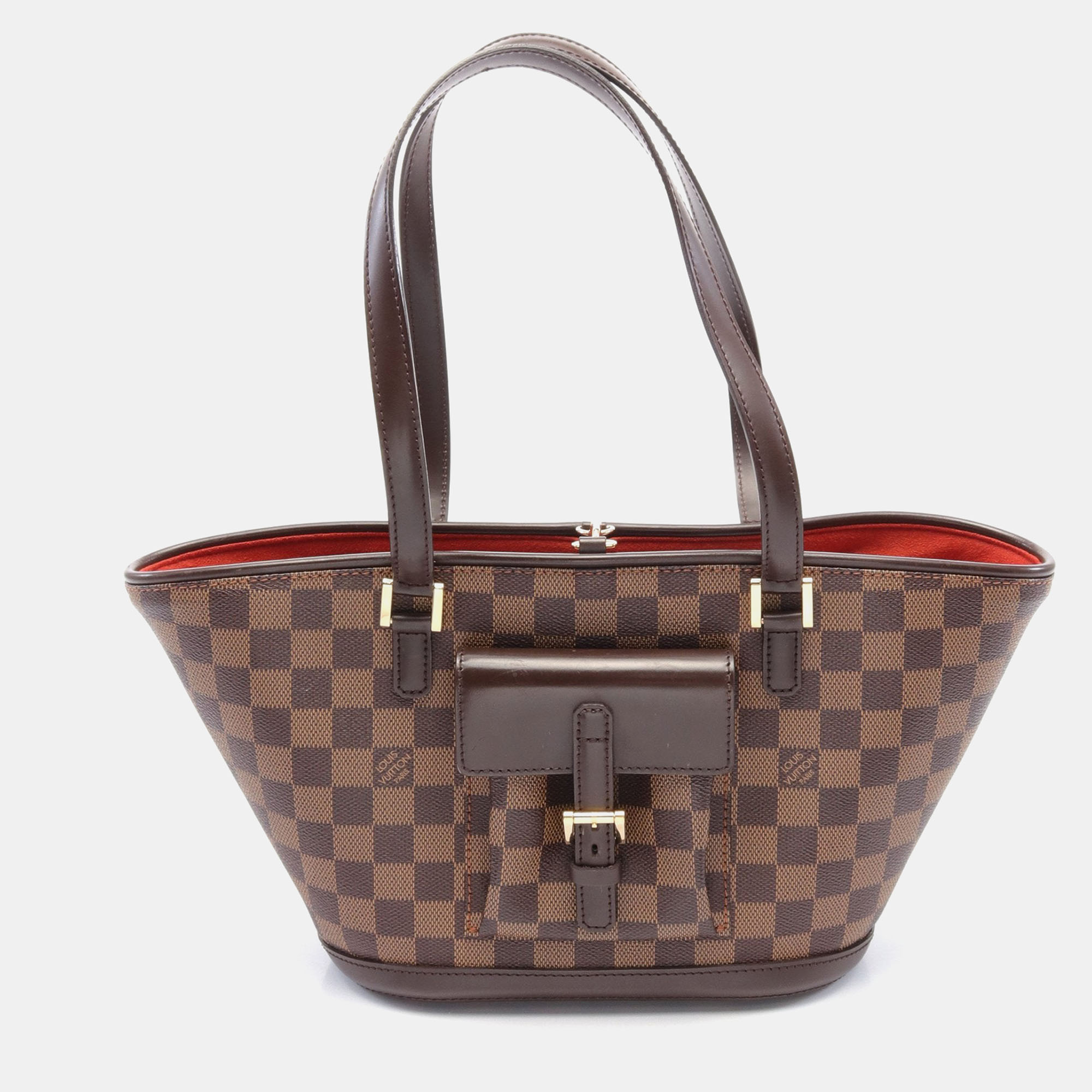 Louis vuitton manosque pm damier  ebene shoulder bag tote bag pvc leather brown