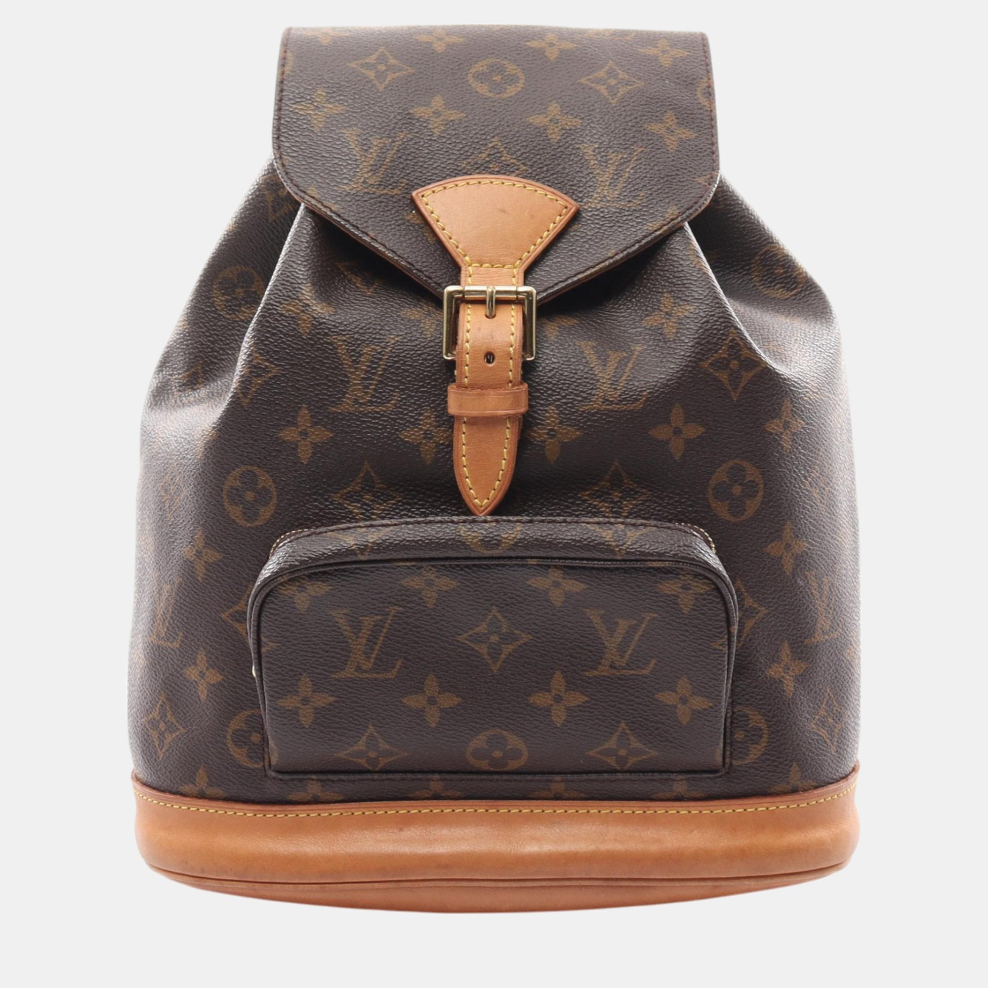 Louis vuitton montsouris mm monogram backpack rucksack pvc leather brown