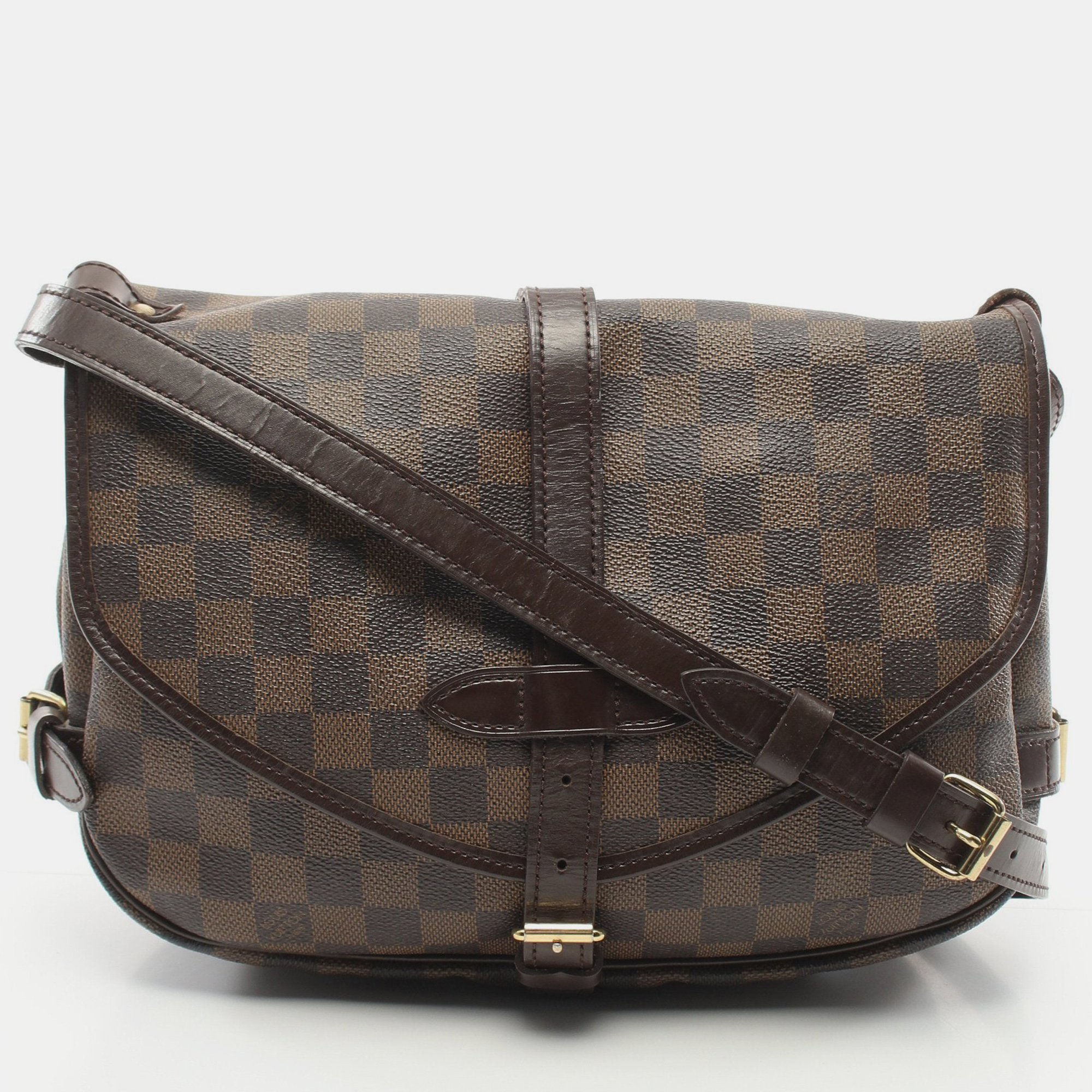 Louis vuitton saumur 30 damier  ebene shoulder bag pvc leather brown