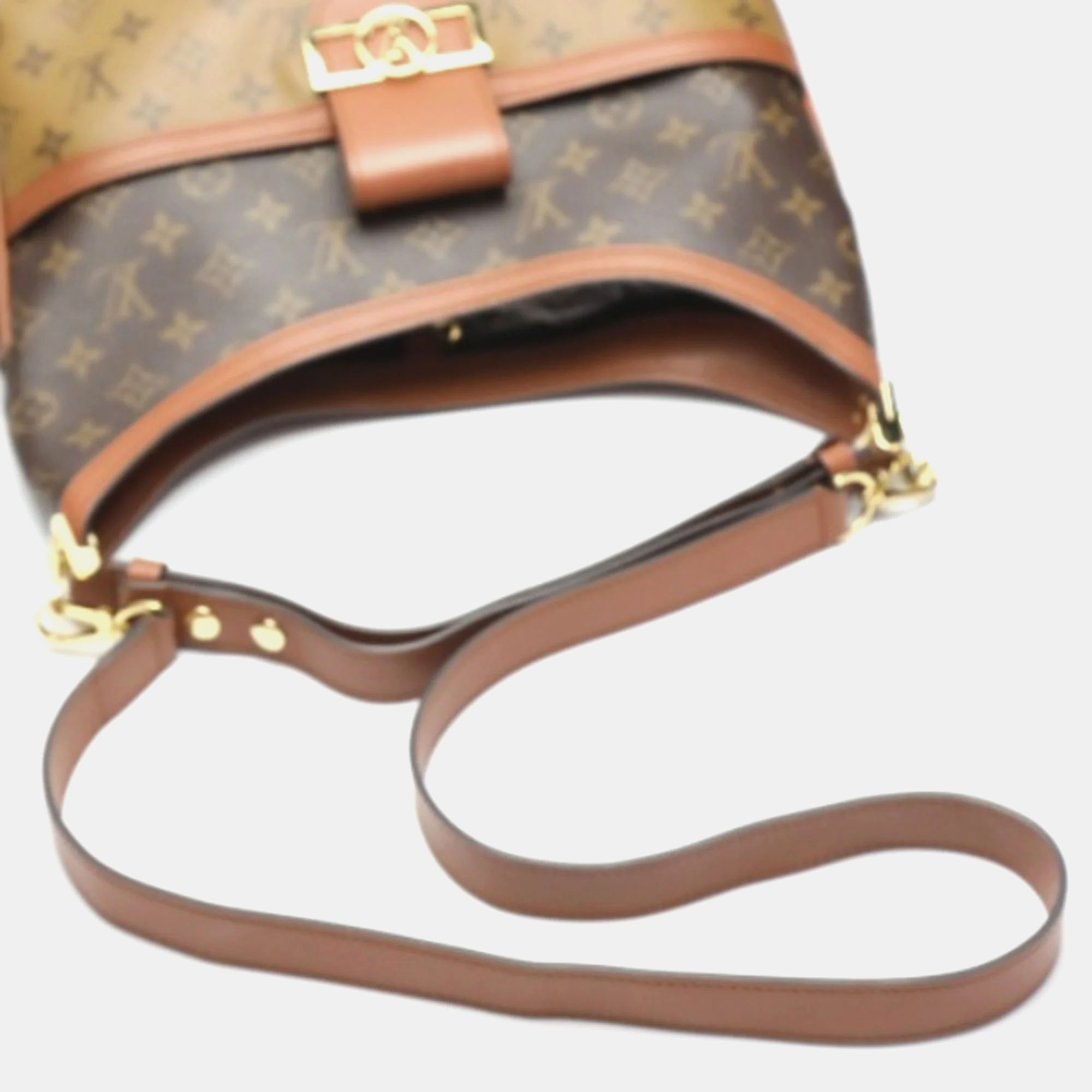 Louis Vuitton Monogram Reverse Hobo Dauphine MM Shoulder Bag