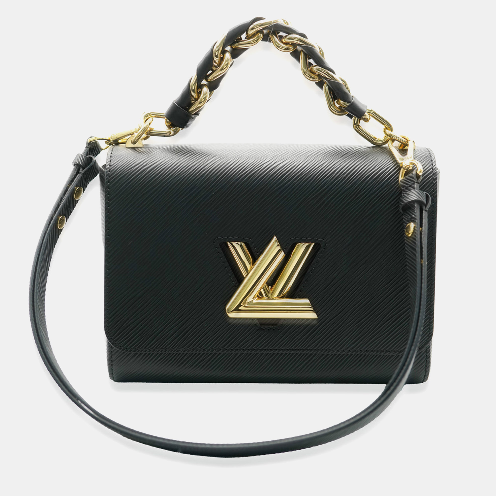 Louis vuitton black epi braided handle twist mm handbag