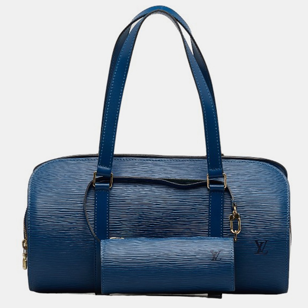 Louis vuitton blue leather epi soufflot satchels