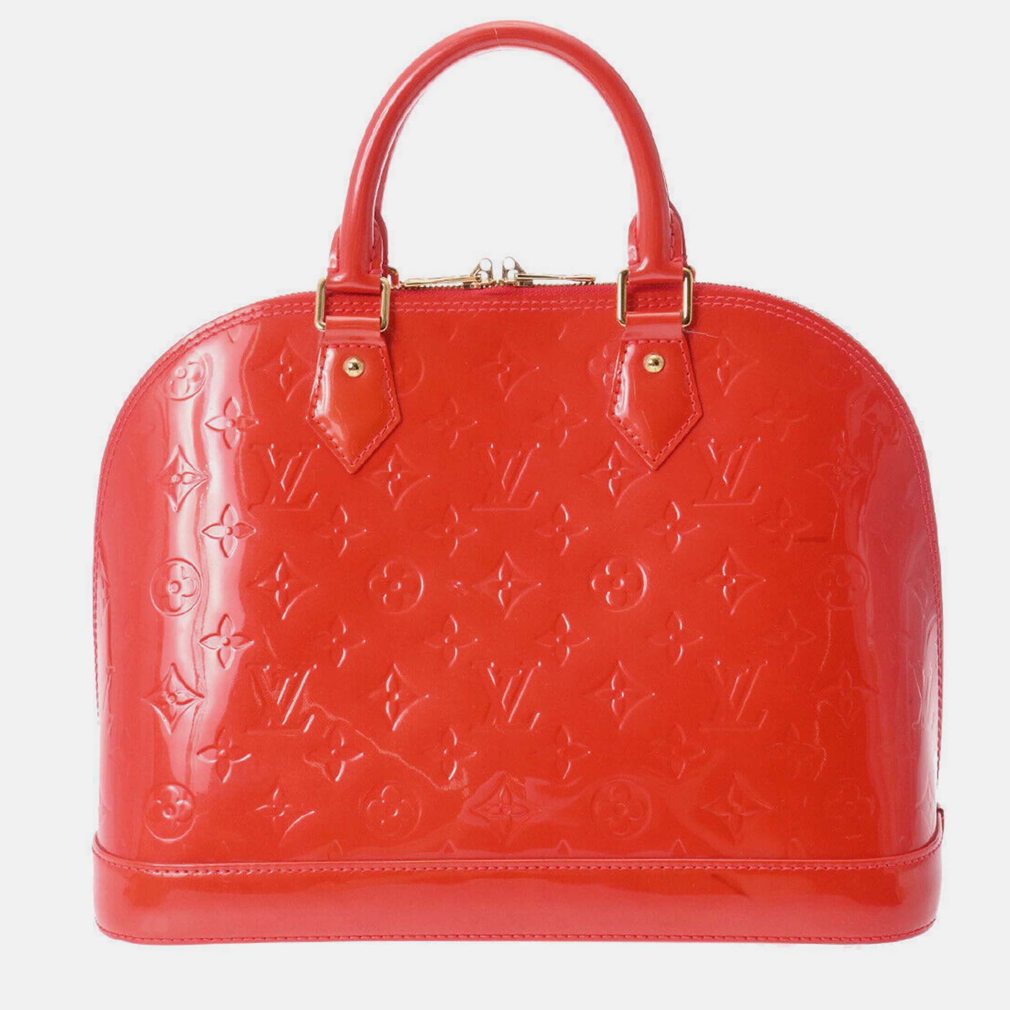 Louis vuitton red monogram vernis leather alma pm handbag