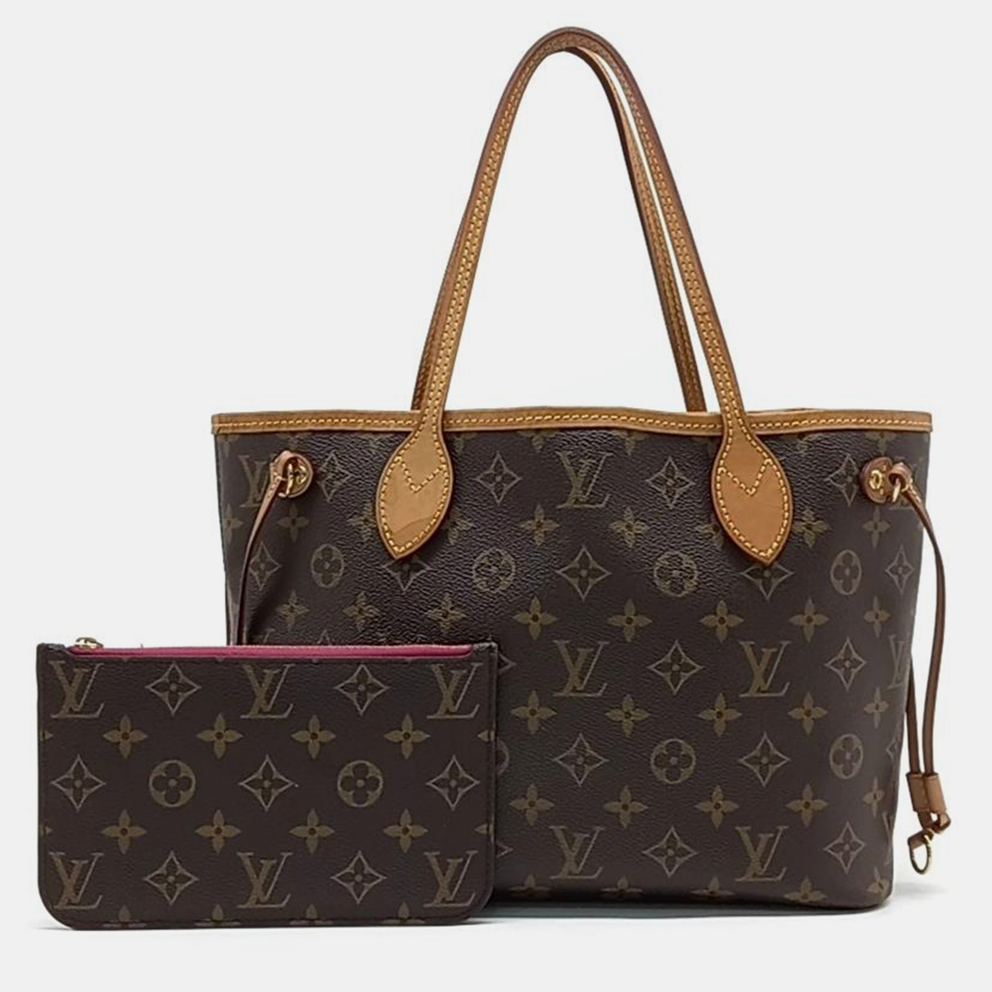 Louis vuitton broown monogram canvas neverfull pm tote bag