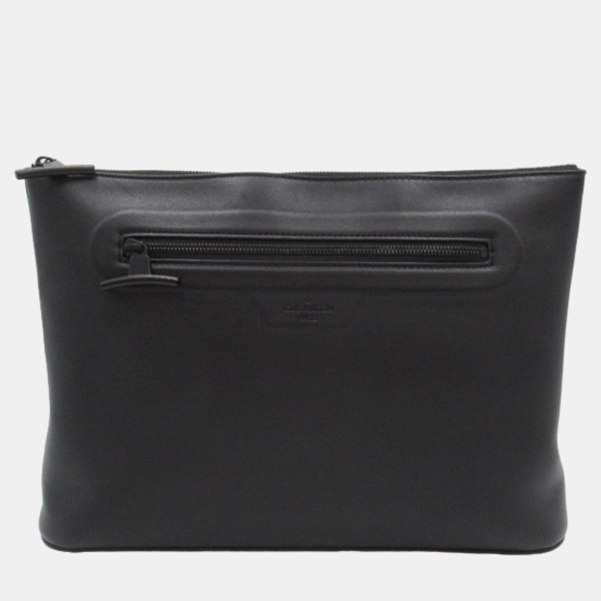 Louis vuitton black leather dark infinity pochette cosmos clutch bag