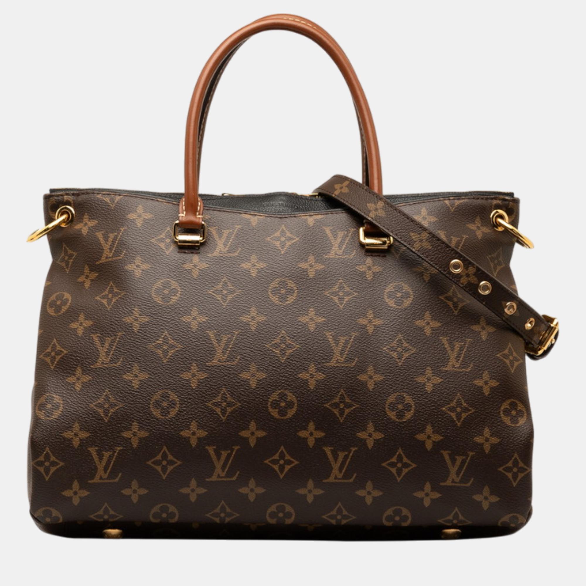 Louis vuitton brown canvas monogram pallas mm  handbag