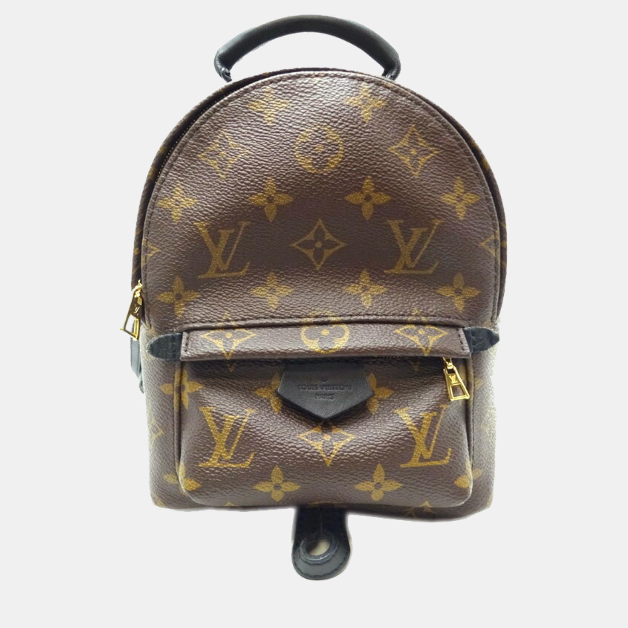 Louis vuitton brown canvas monogram mini palm springs backpack