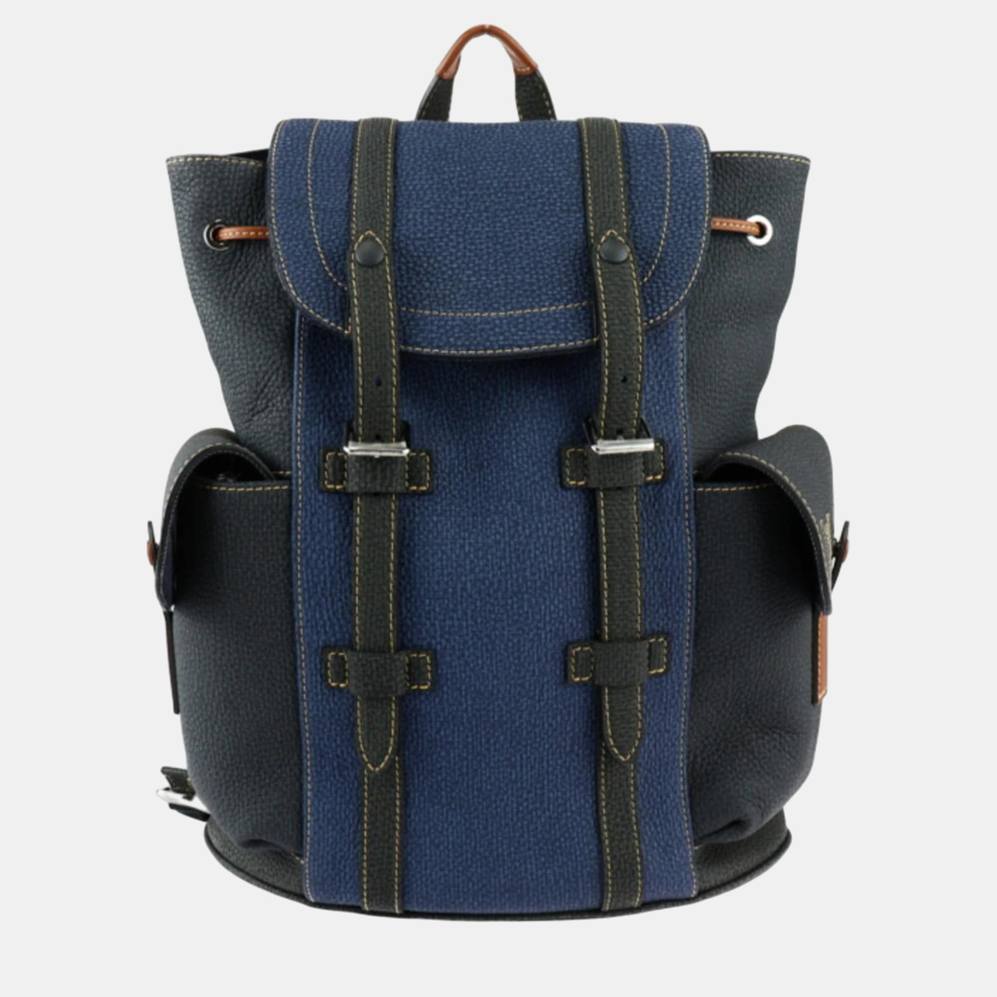 Louis vuitton blue/black monogram christopher backpack