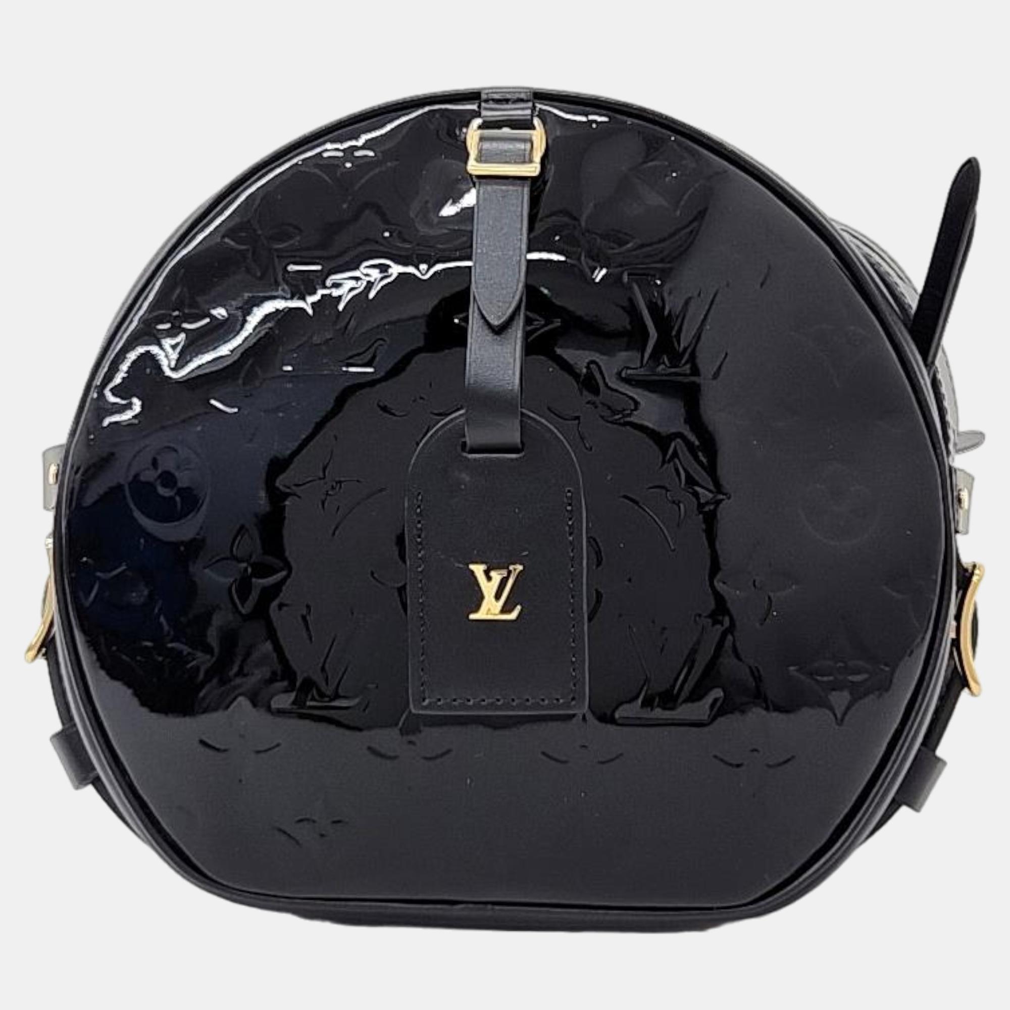 Louis vuitton black monogram vernis petite boite chapeau souple handbag