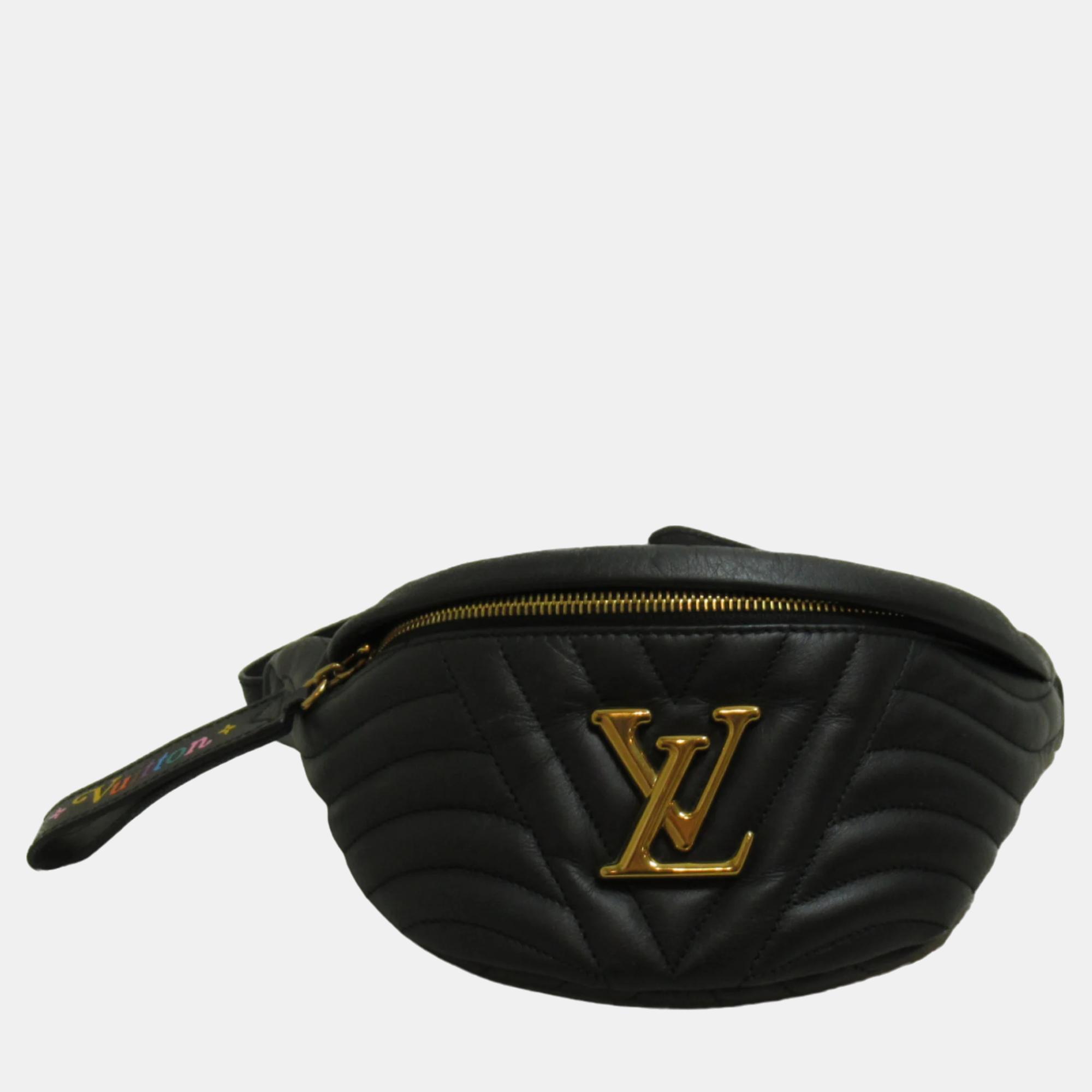 Louis vuitton black leather  new wave belt bag
