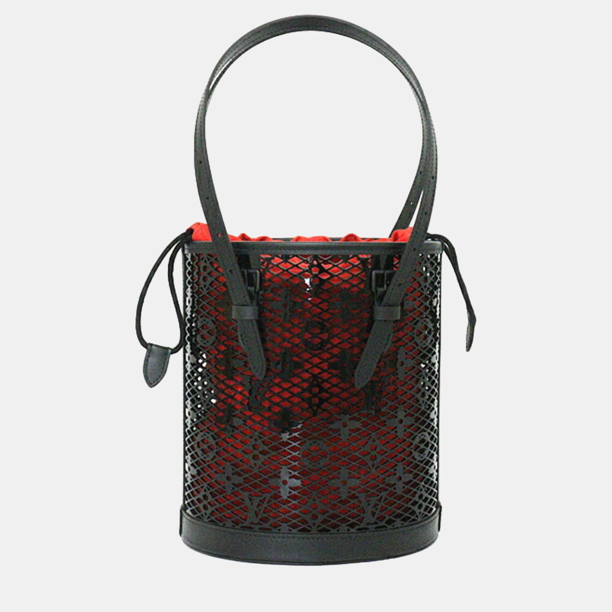 Louis vuitton red/black monogram lace leather pm bucket bag