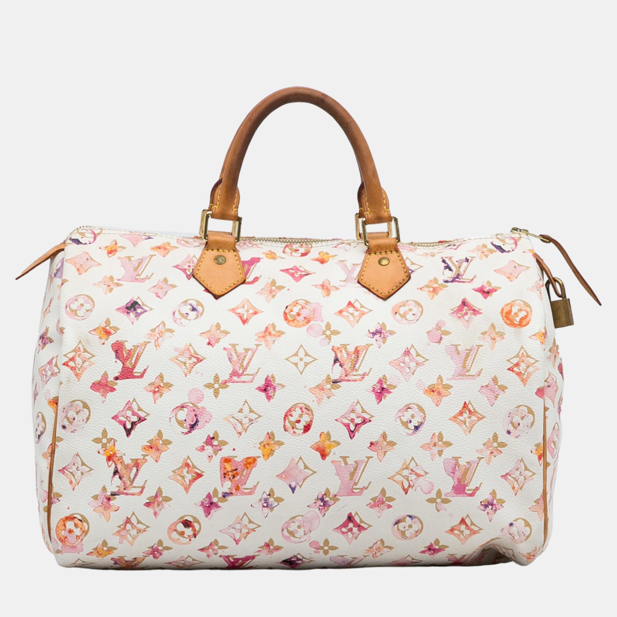 Louis vuitton white x richard prince monogram watercolor aquarelle speedy 35