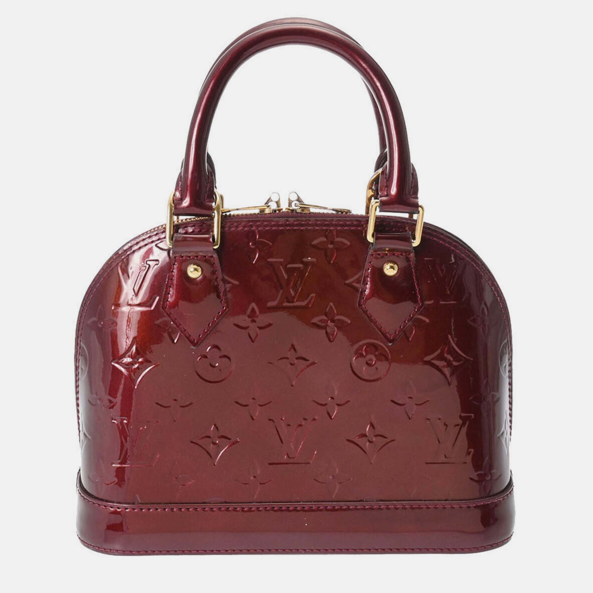 Louis vuitton red monogram vernis leather alma bb handbag