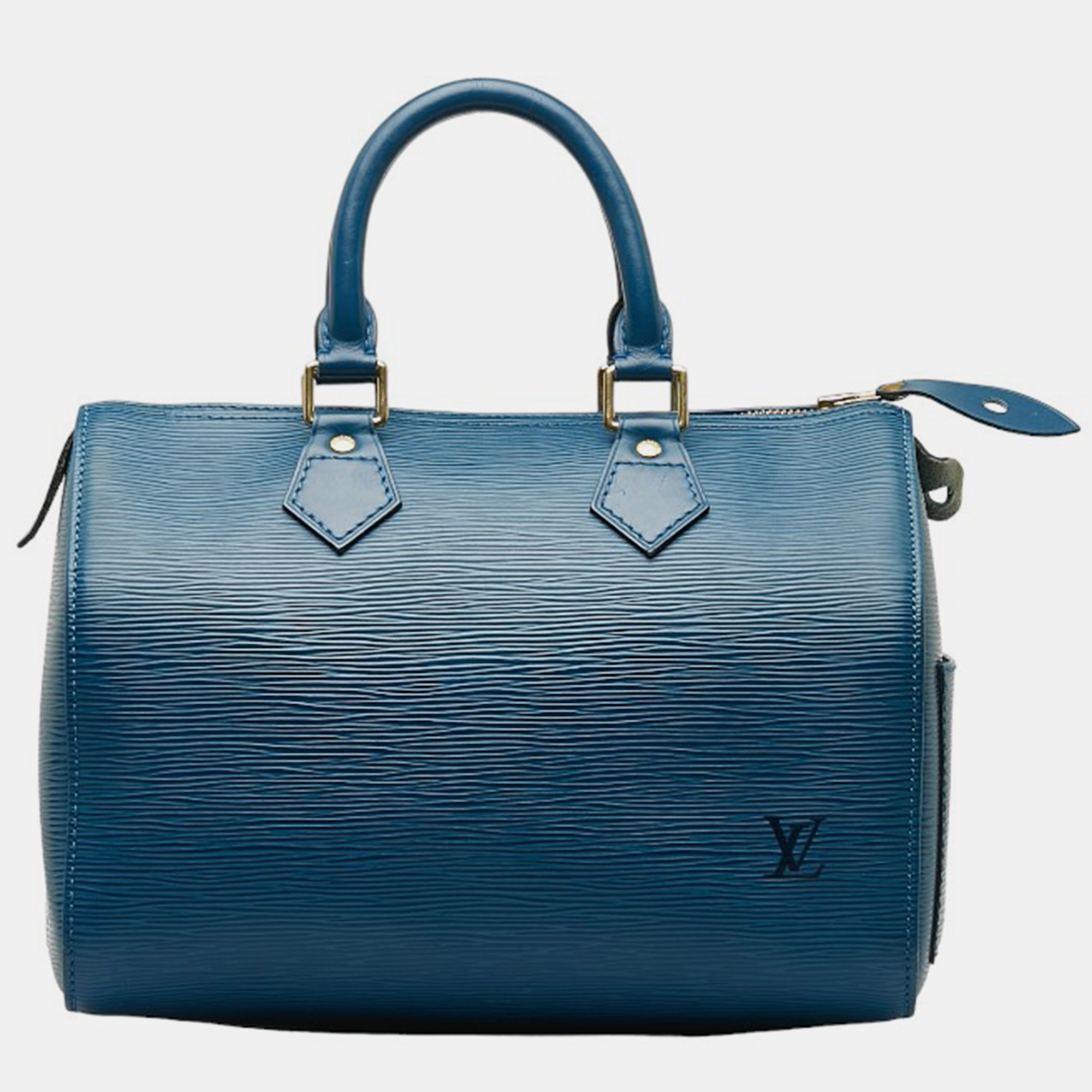 Louis vuitton blue leather epi speedy 25 satchel bag