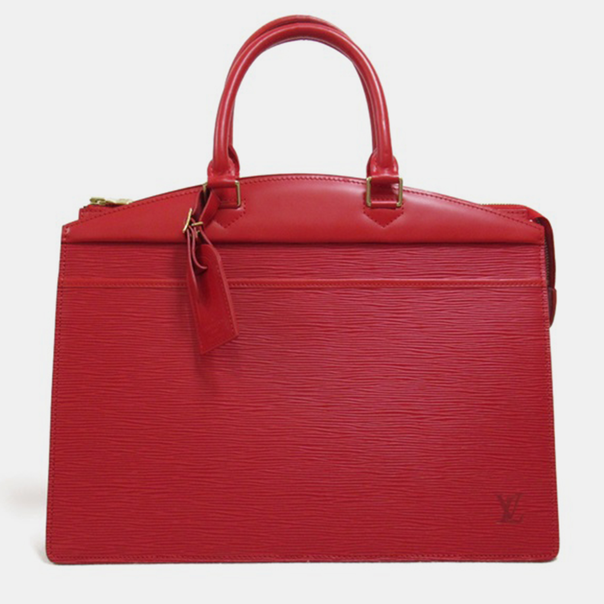 Louis vuitton red leather epi riviera satchel bag