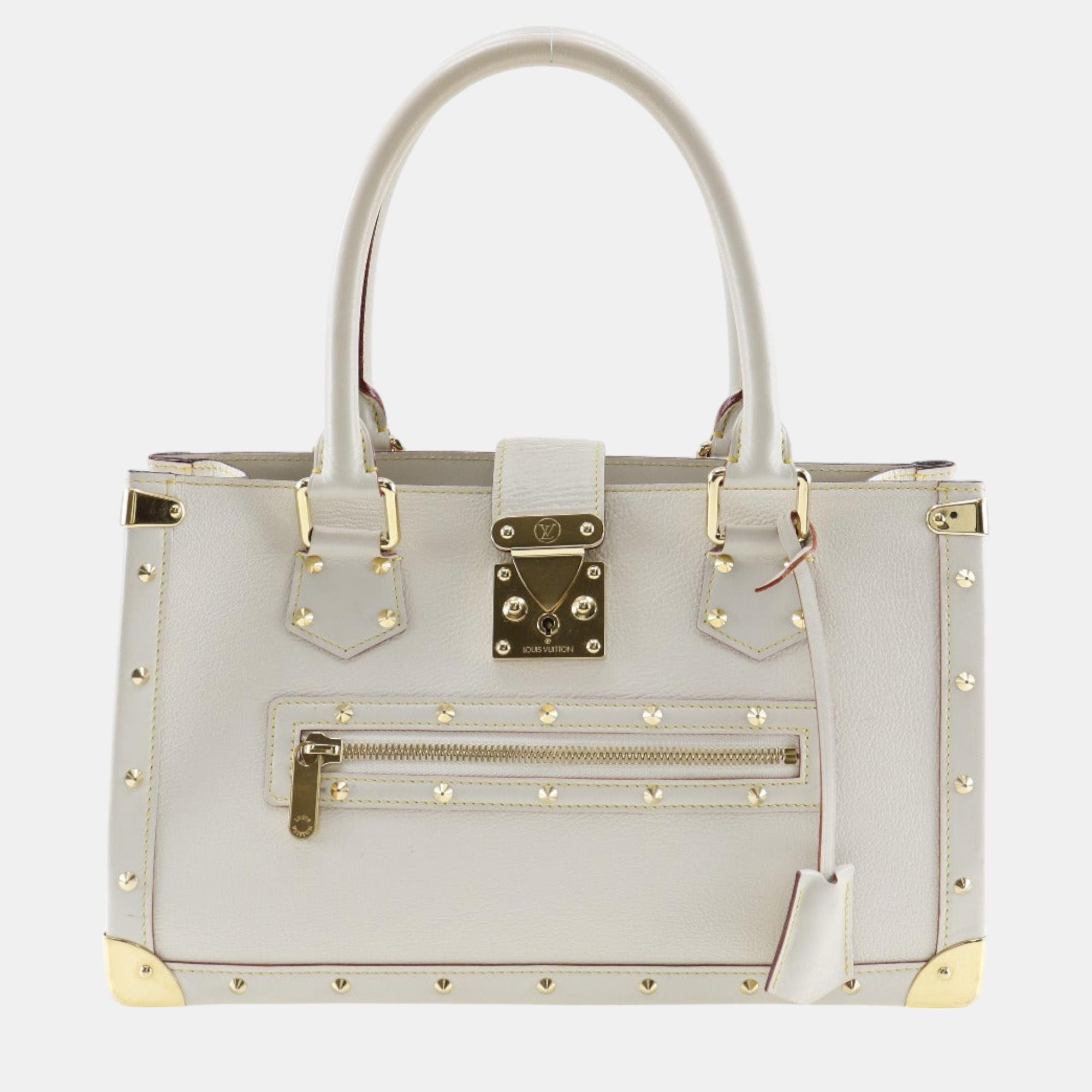 Louis vuitton white leather suhali vision le fabuleux tote bag