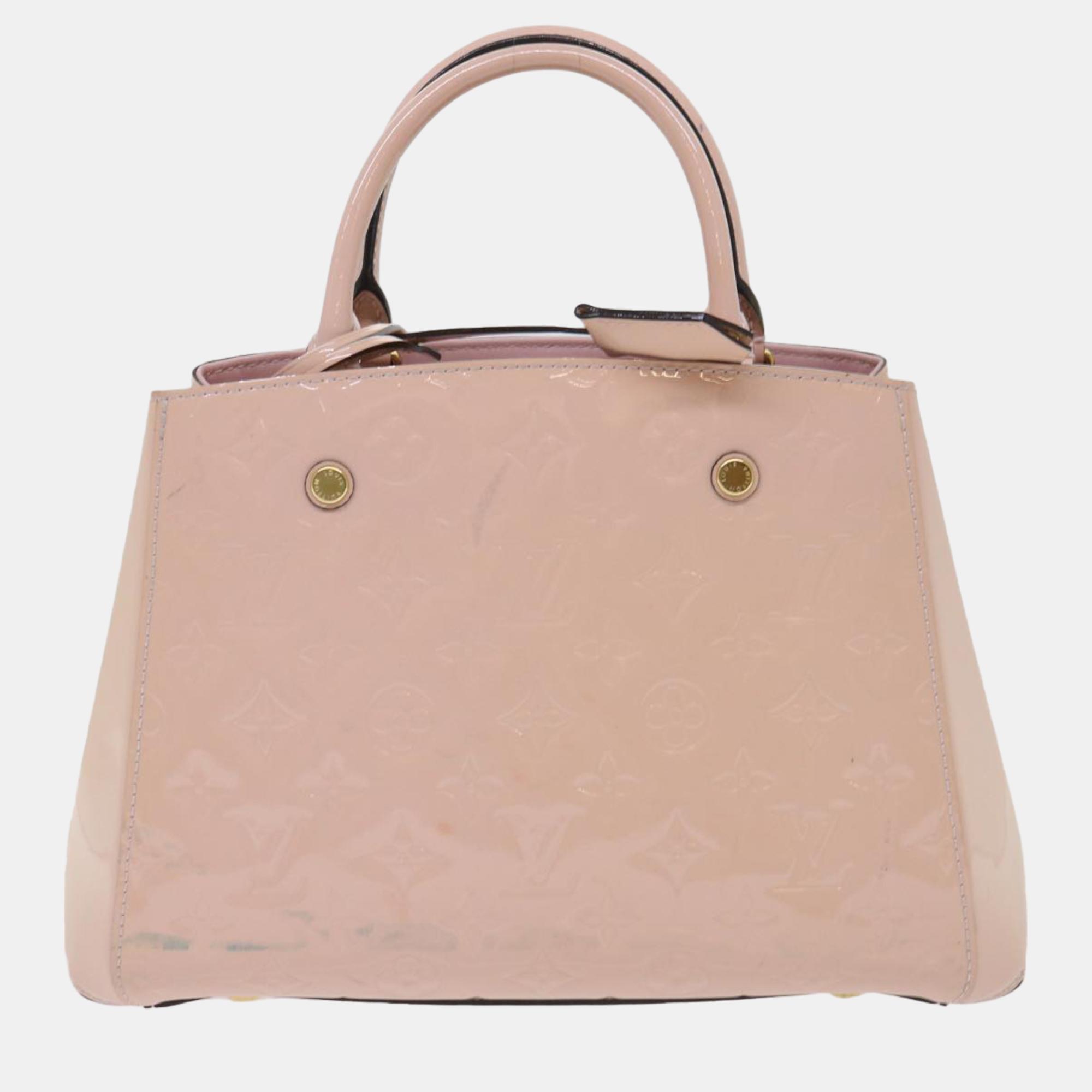 Louis vuitton pink monogram vernis leather montaigne top handle bag