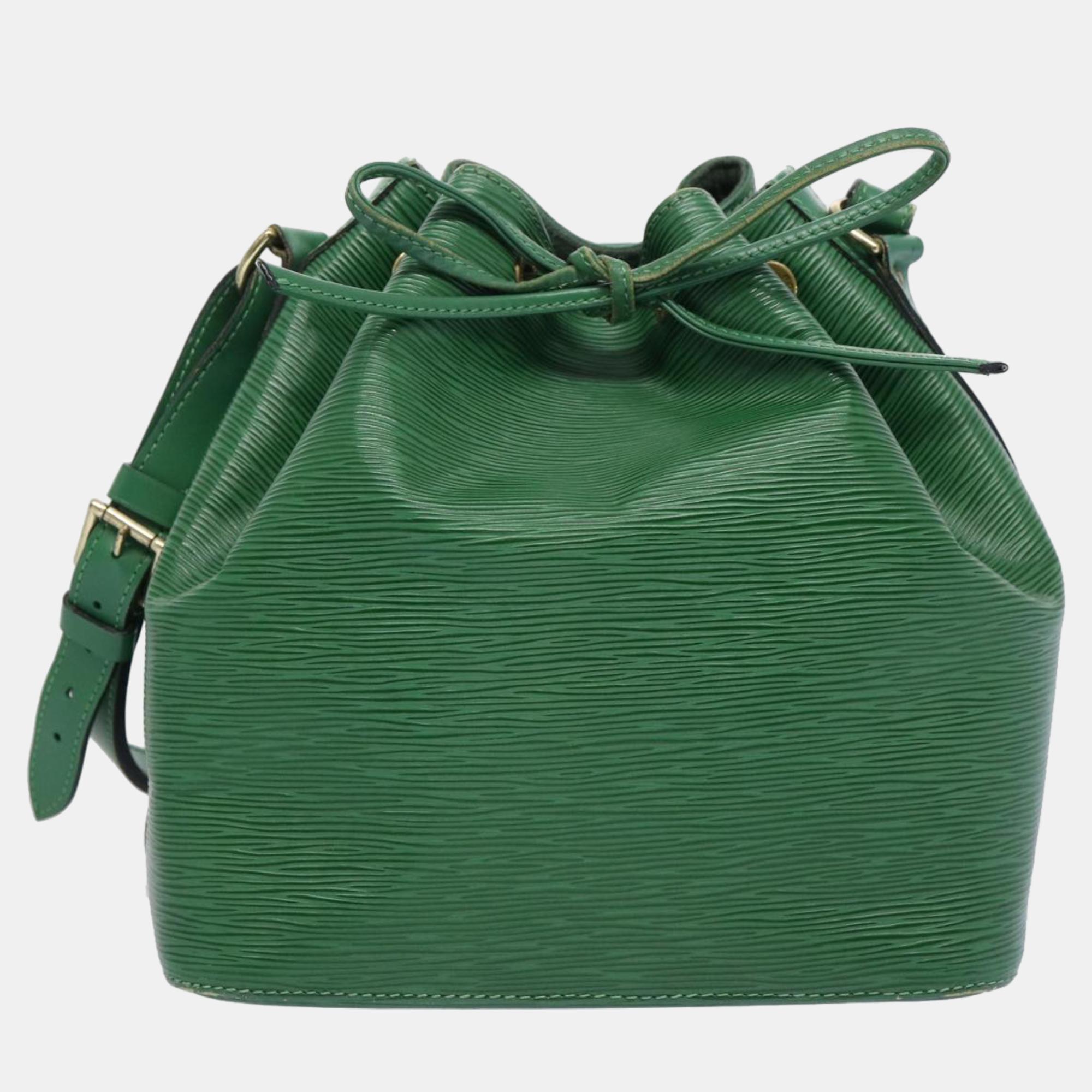 Louis vuitton green leather petit noe shoulder bag