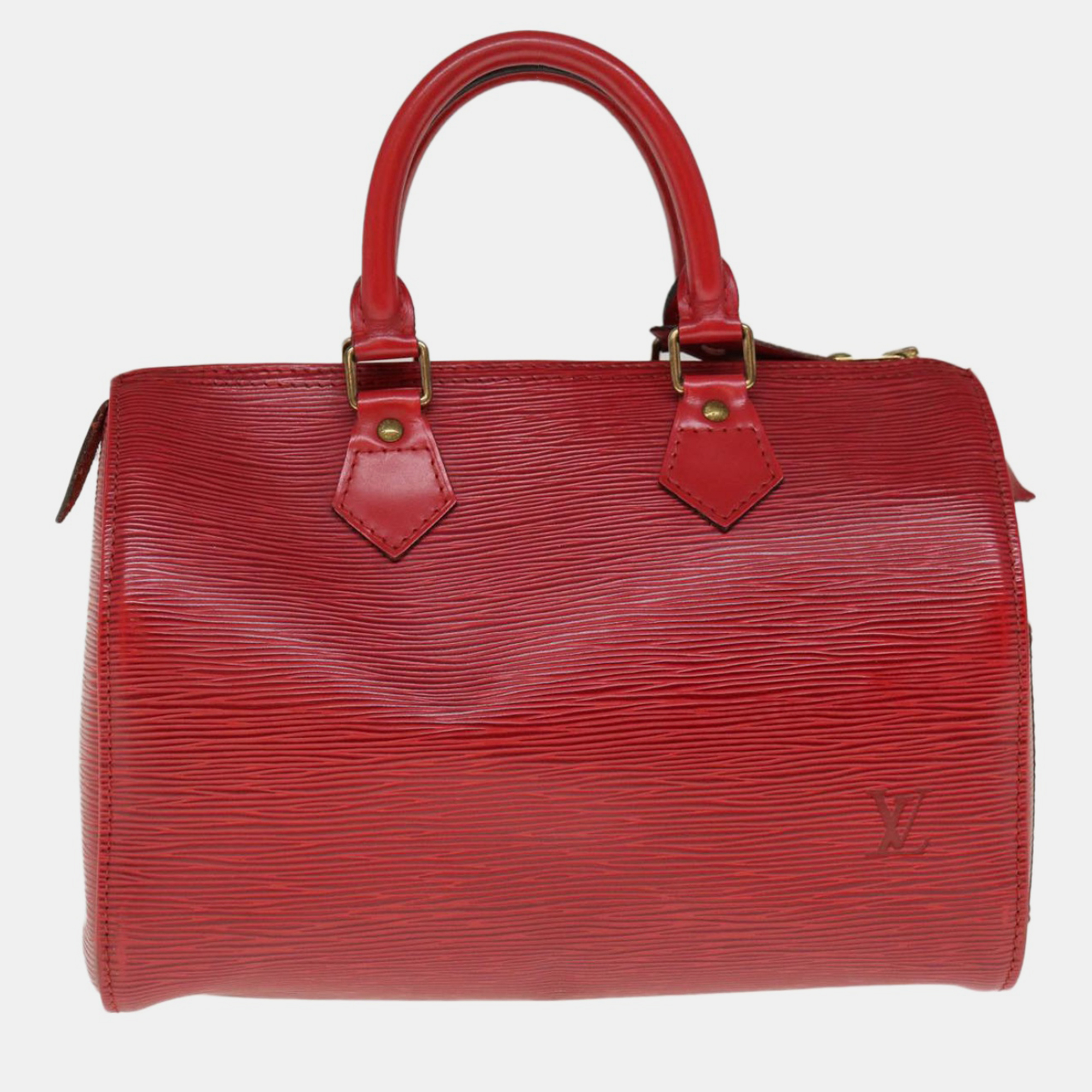 Louis vuitton red epi leather speedy 25 top handle bag