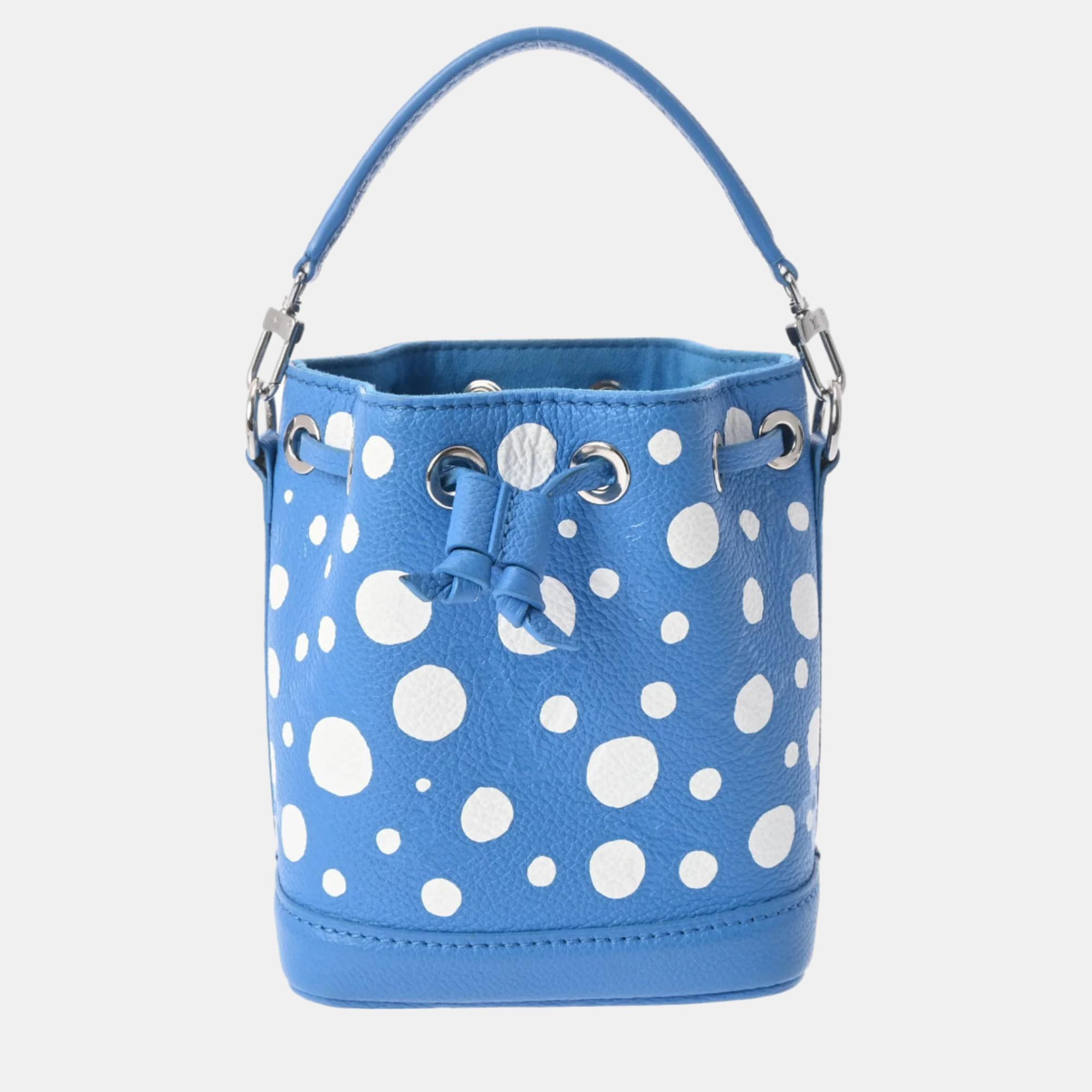 Louis vuitton blue clair m81985 women's leather monogram empreinte nano noe lv x yk yayoi kusama shoulder bag