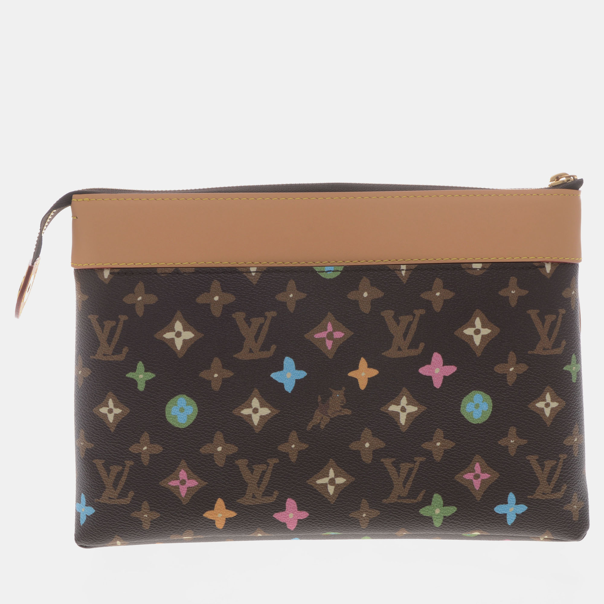 Louis Vuitton Brown And Multicolor Pochette Voyage Clutch Bag