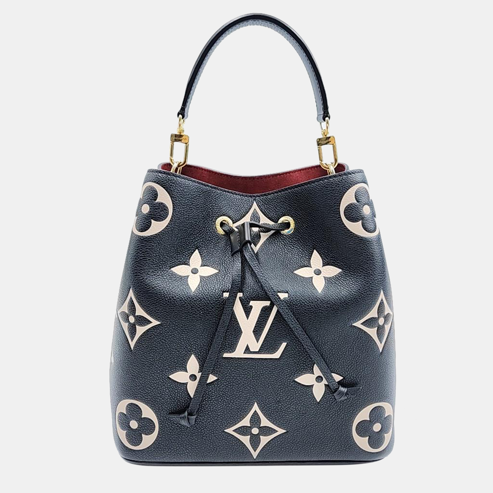 Louis vuitton black giant monogram empriente leather neonoe mm bucket bag