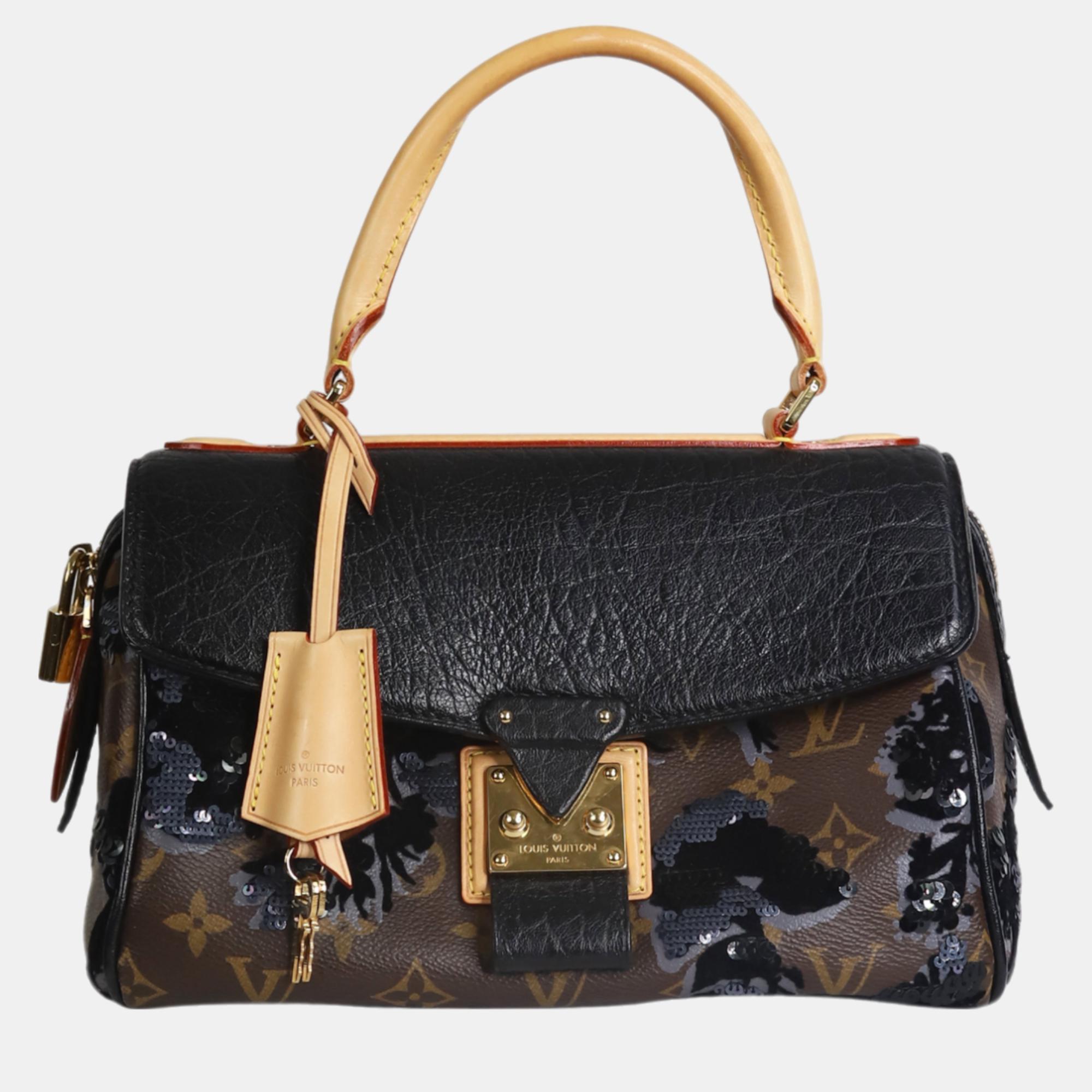 Louis vuitton brown monogram canvas and leather fleur de jais carrousel top handle bag
