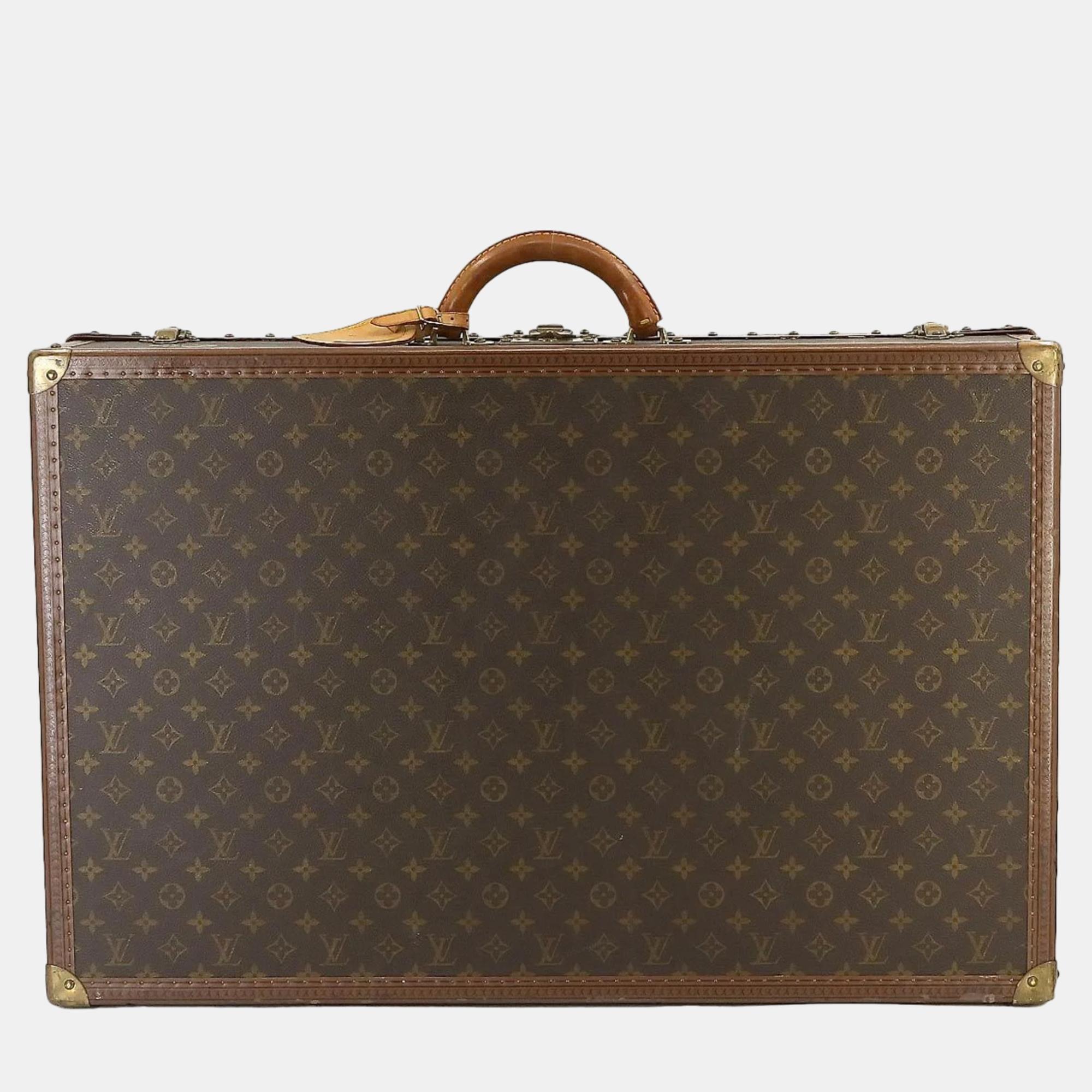 Louis vuitton brown coated canvas 75 alzer suitcase