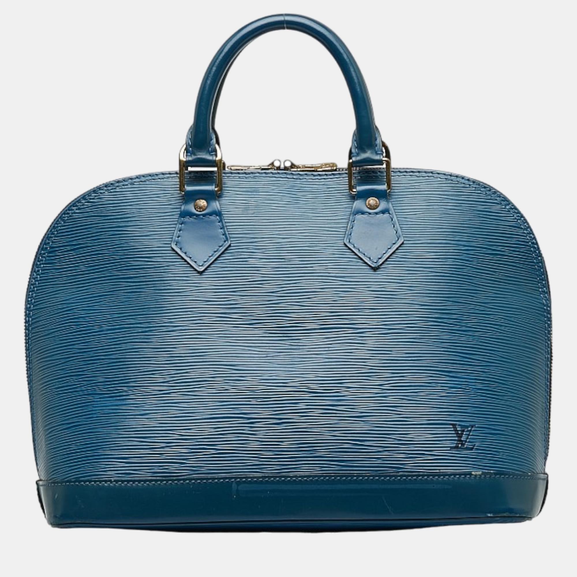 Louis vuitton blue epi leather alma pm satchel