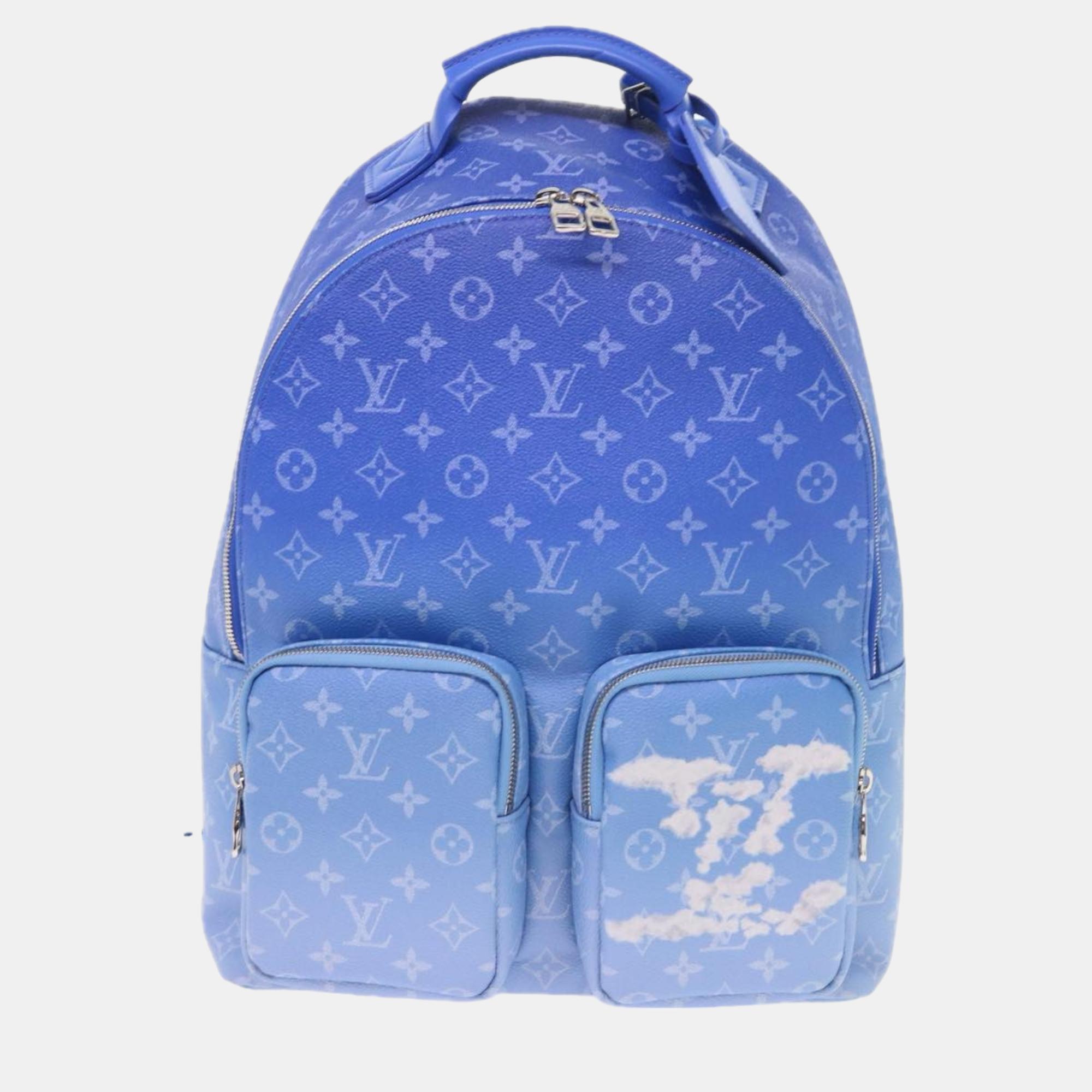 Louis vuitton blue multipocket backpack limited edition monogram clouds backpack bag