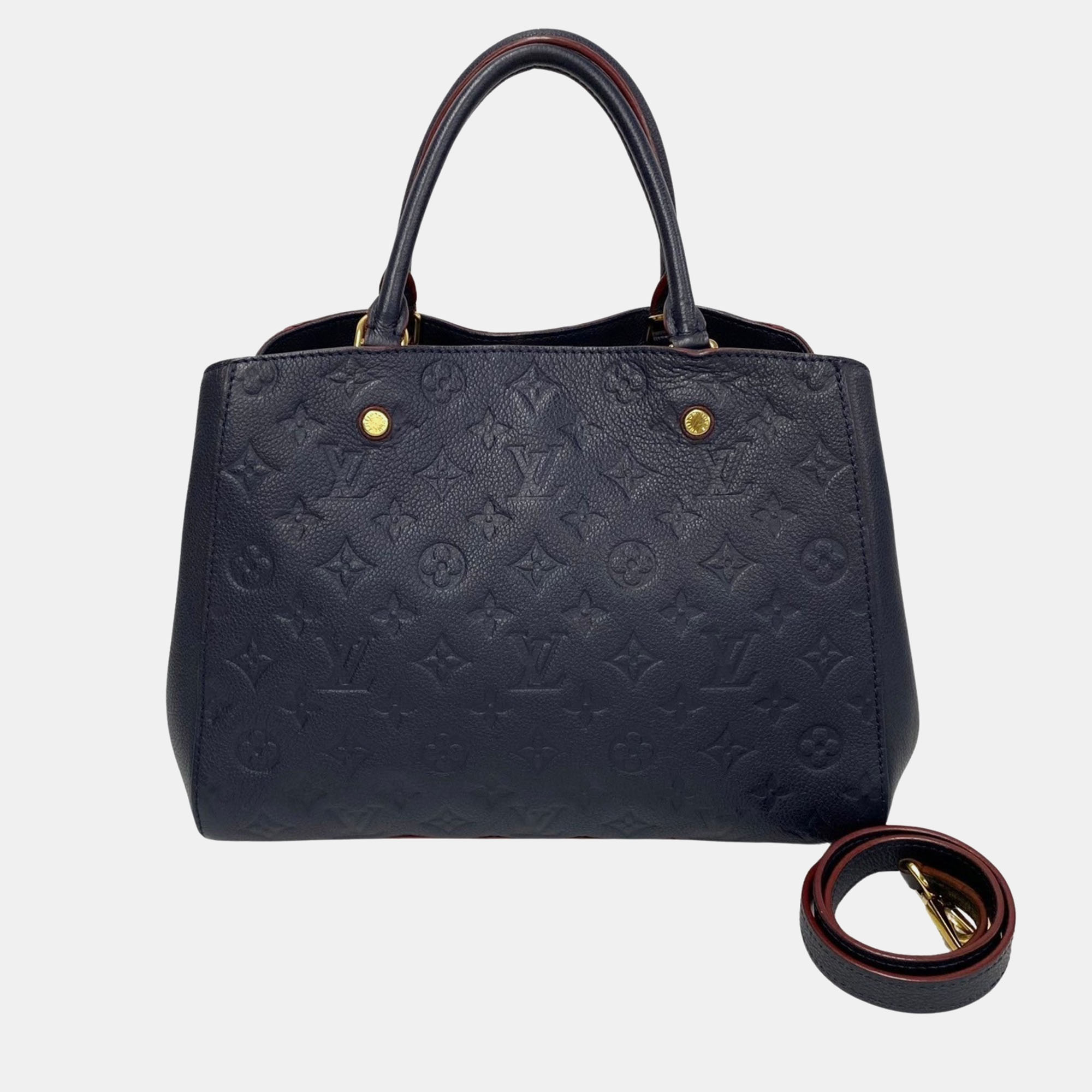 Louis vuitton marine rouge monogram empreinte leather montaigne bb bag