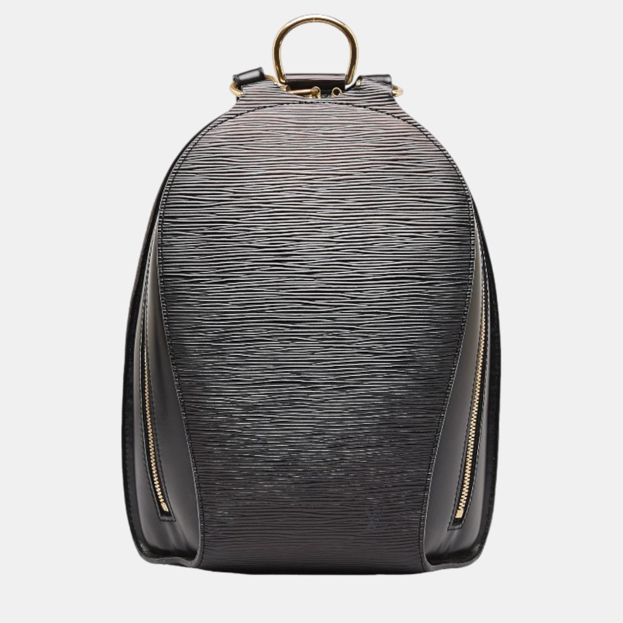 Louis vuitton black leather  mabillon backpack