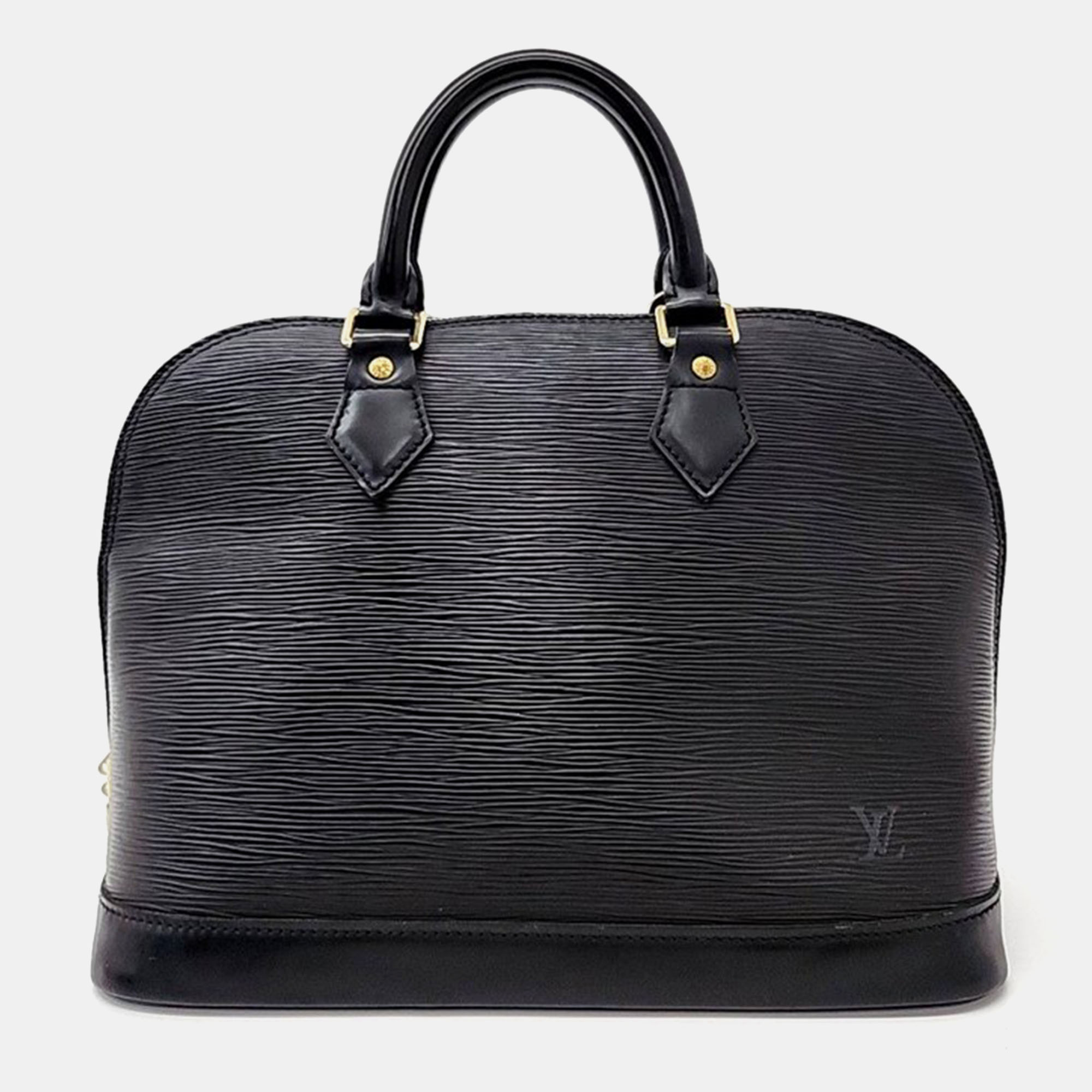 Louis vuitton black epi leather alma pm top handle bag
