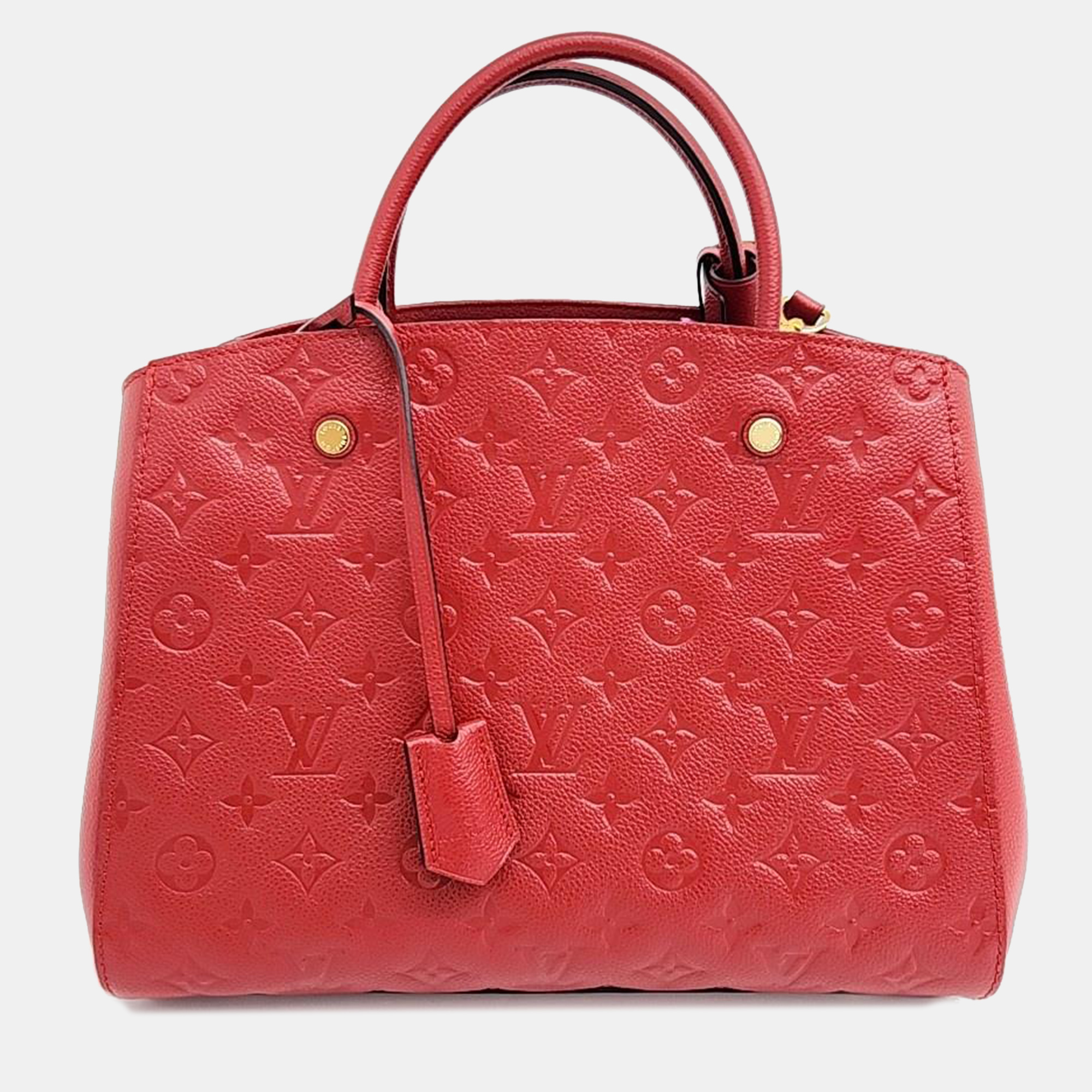 Louis vuitton red monogram empriente leather montaigne mm tote bag
