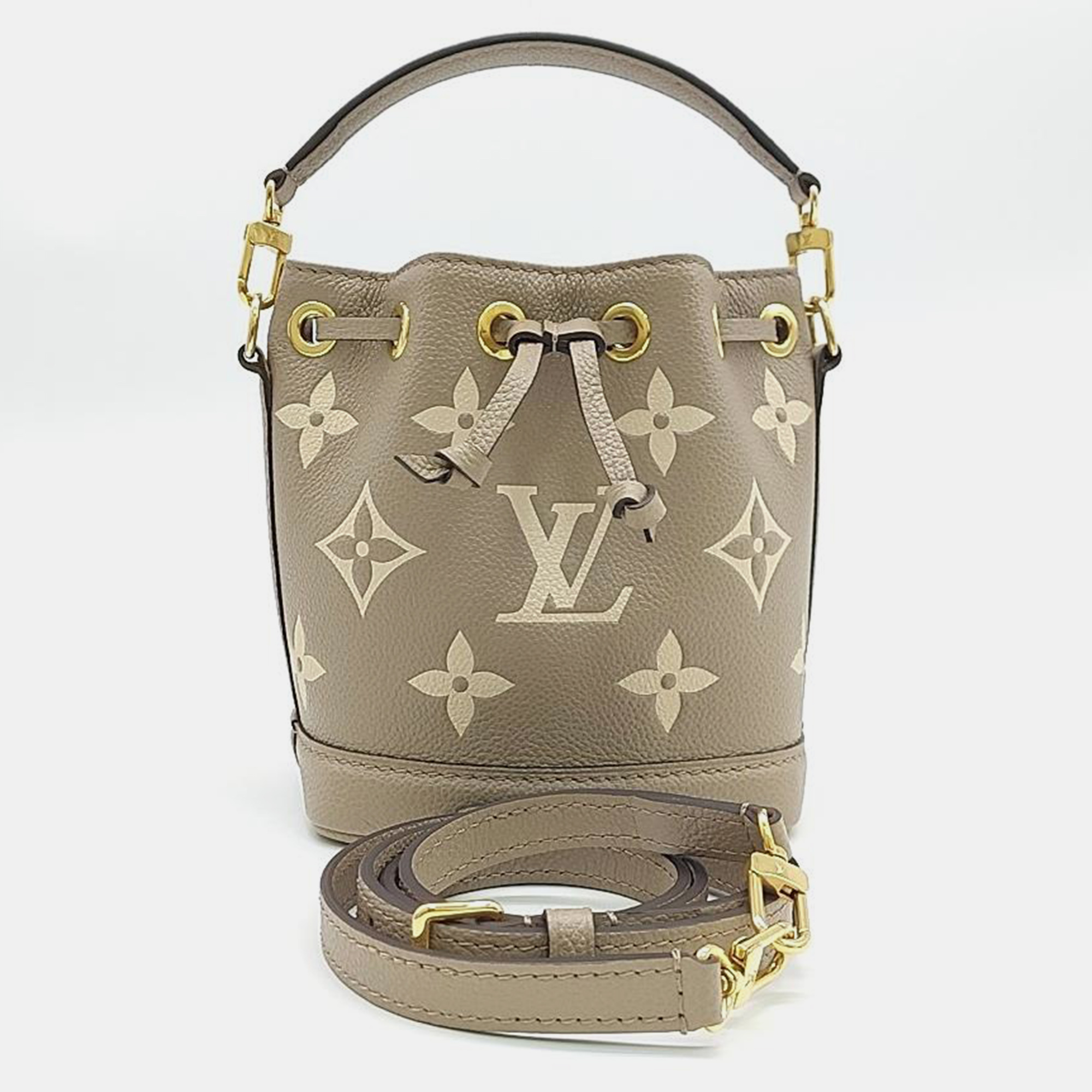 Louis vuitton beige/ivory monogram empriente leather nano noe bucket bag