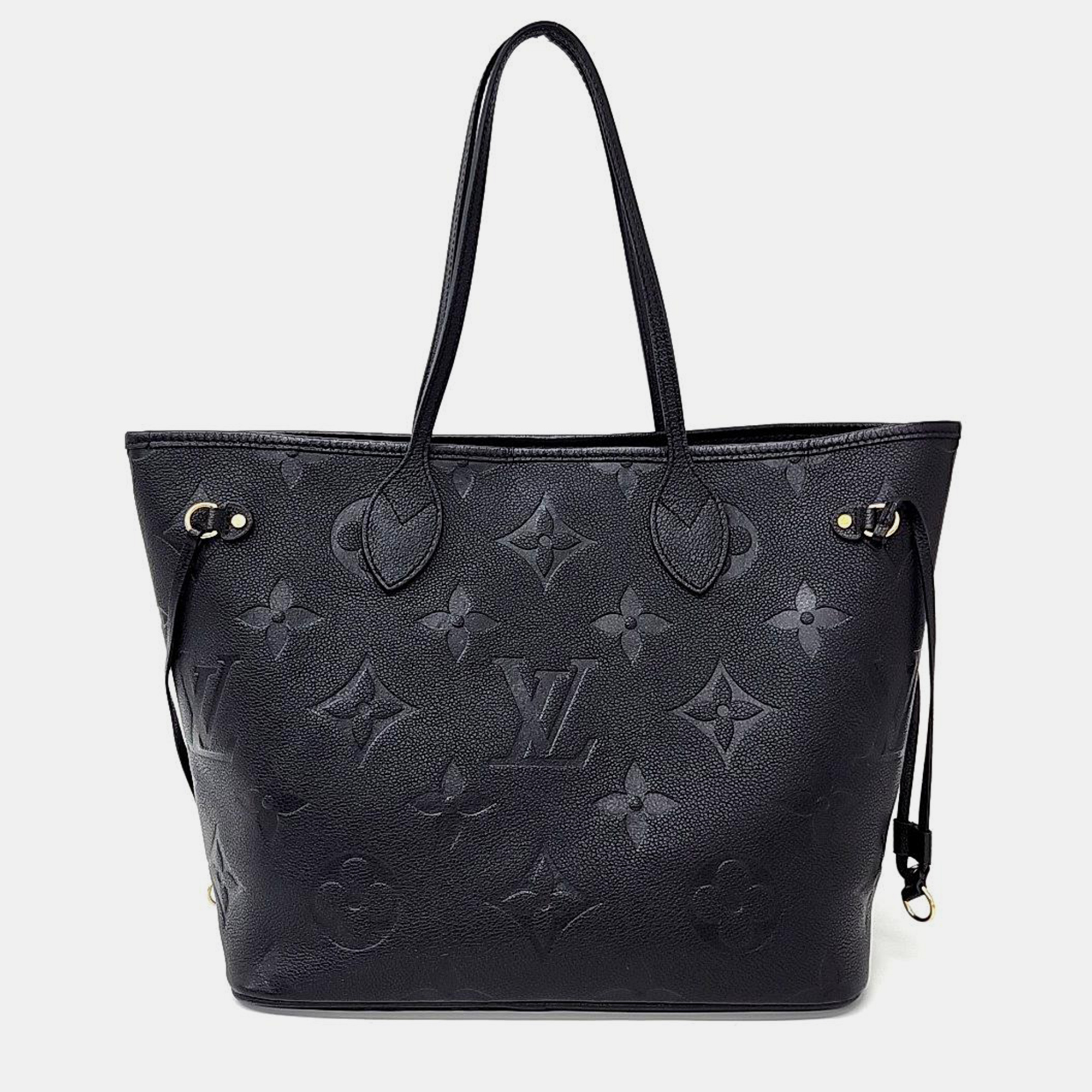 Louis vuitton black giant monogram empriente leather neverfull mm tote bag