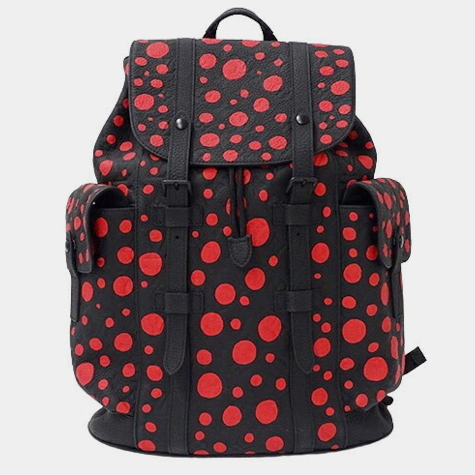 Louis vuitton black/red yayoi kusama painted dots taurillon leather mm christopher backpack