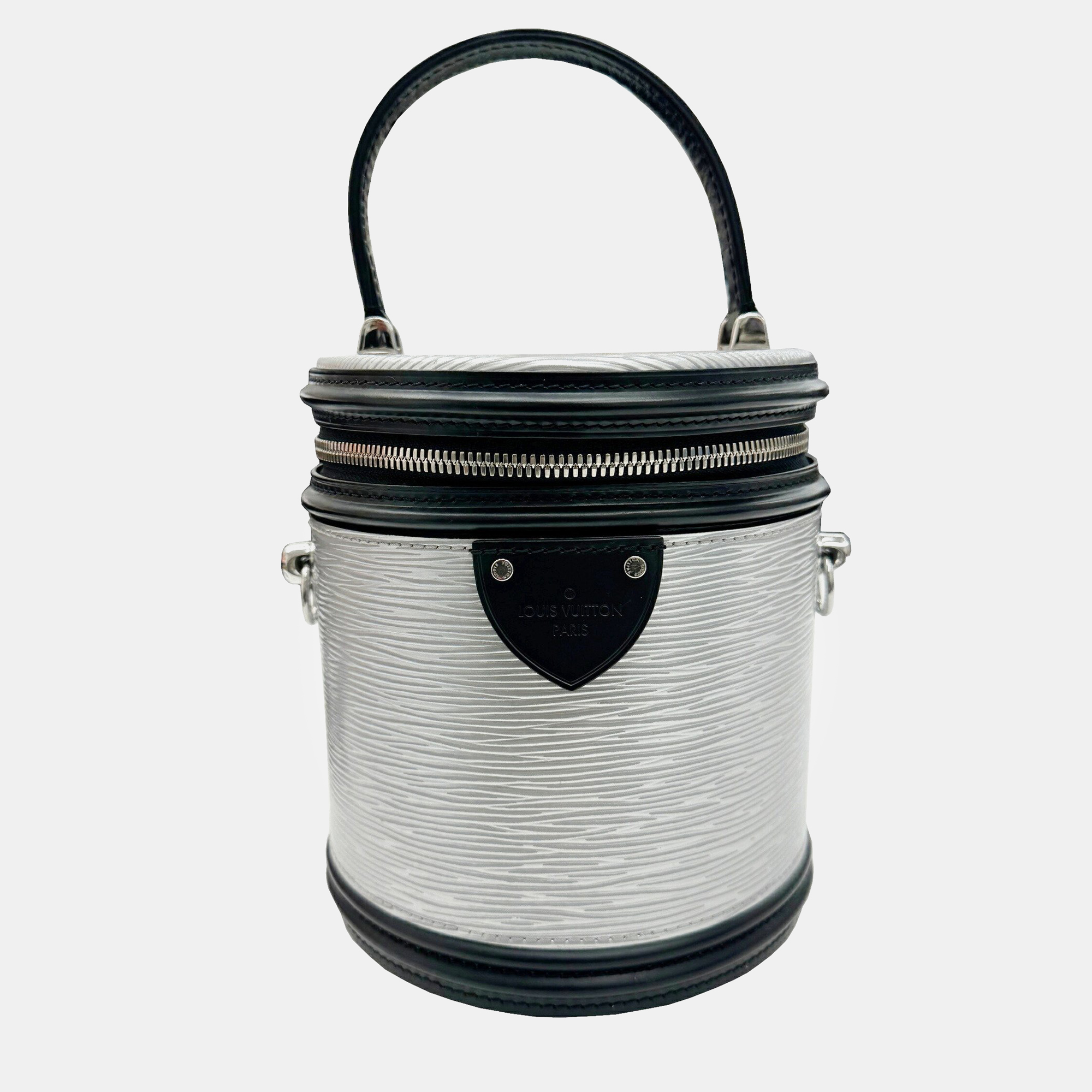 Louis vuitton silver/black leather cannes top handle bag