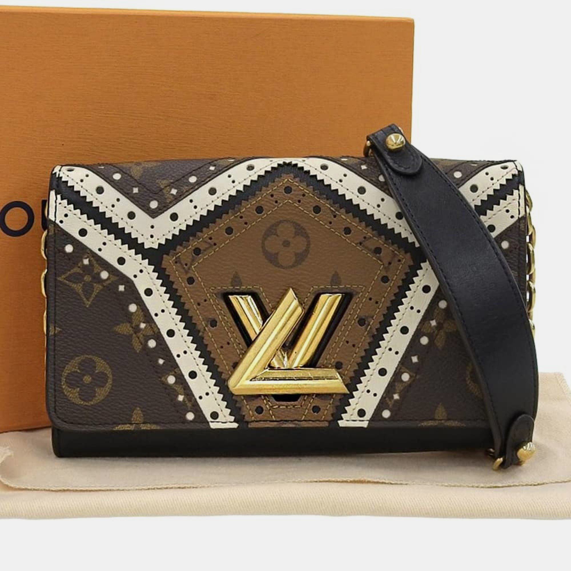 Louis vuitton black veau satin monogram mm twist shoulder bag