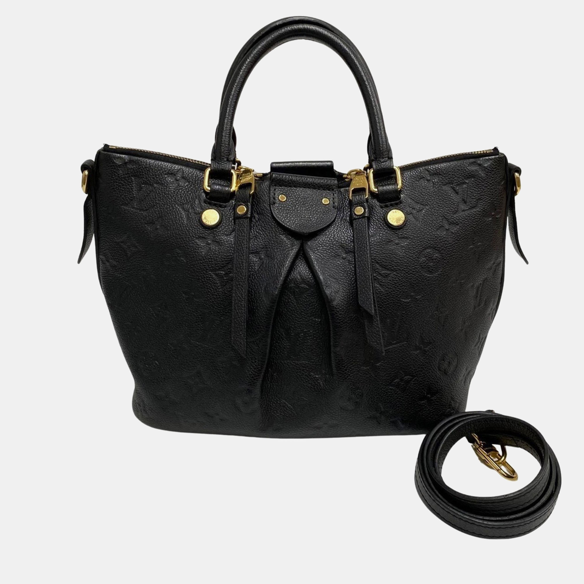 Louis vuitton black monogram empreinte leather mazarine pm tote bag