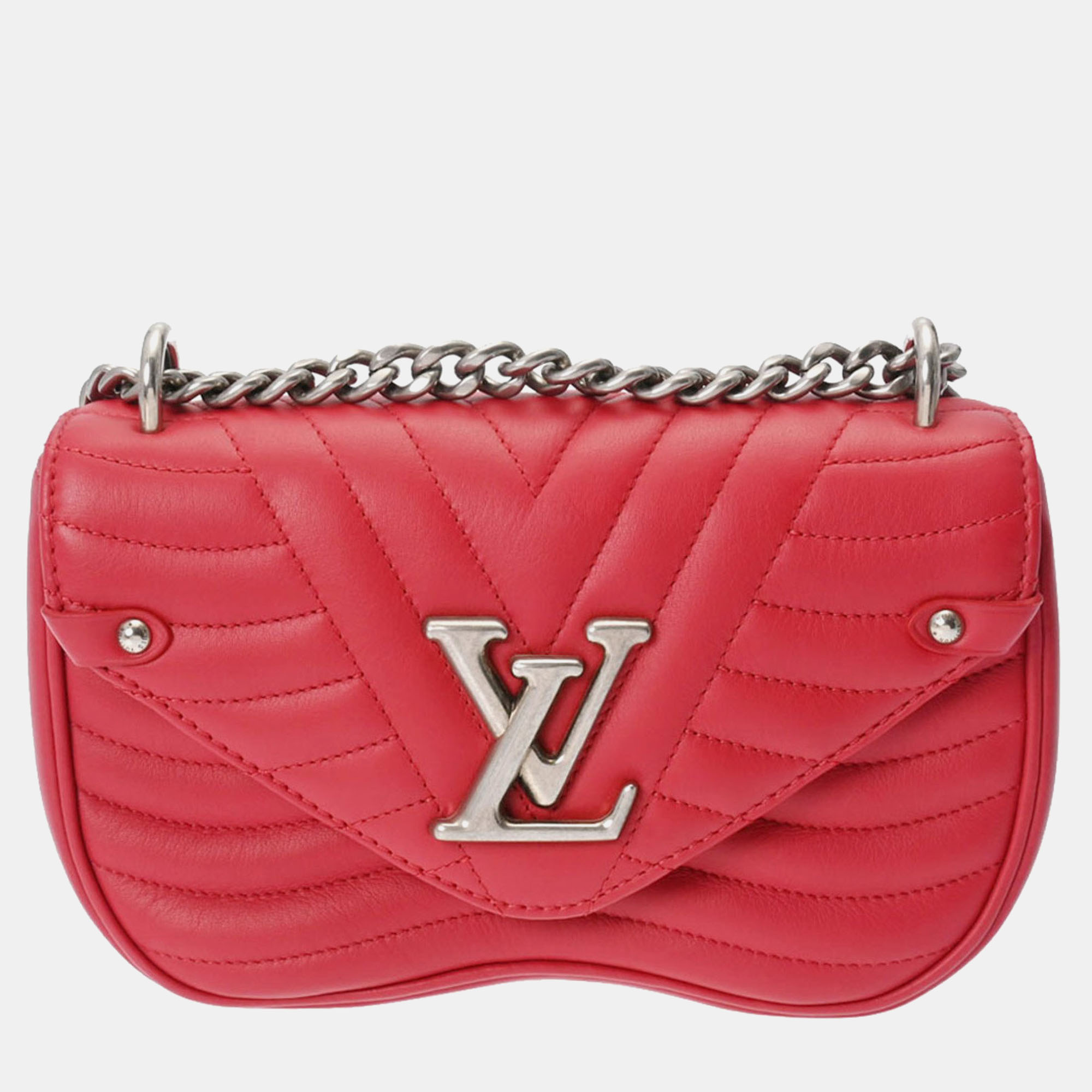 Louis vuitton red leather new wave chain shoulder bag