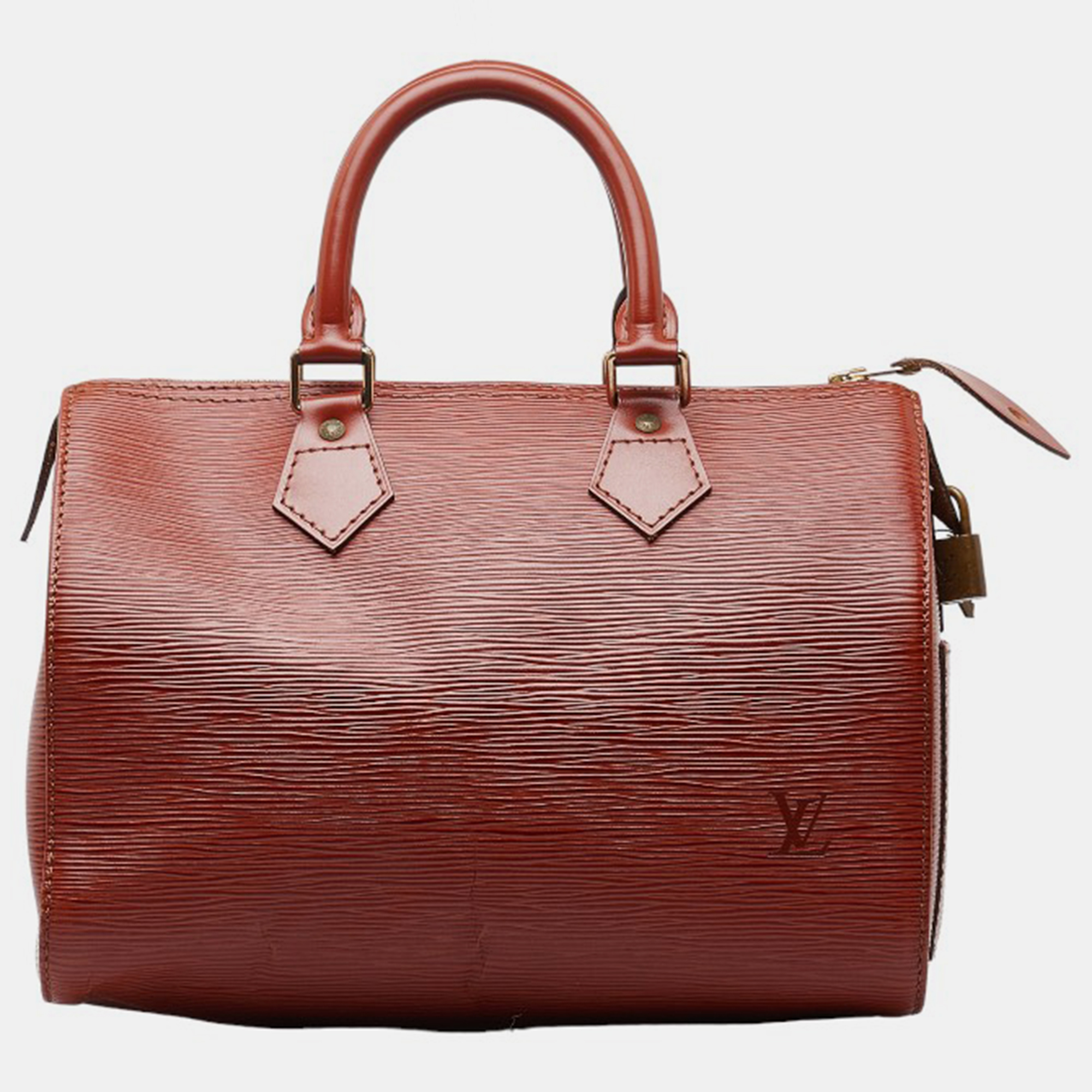 Louis vuitton brown leather 25 speedy satchel bag