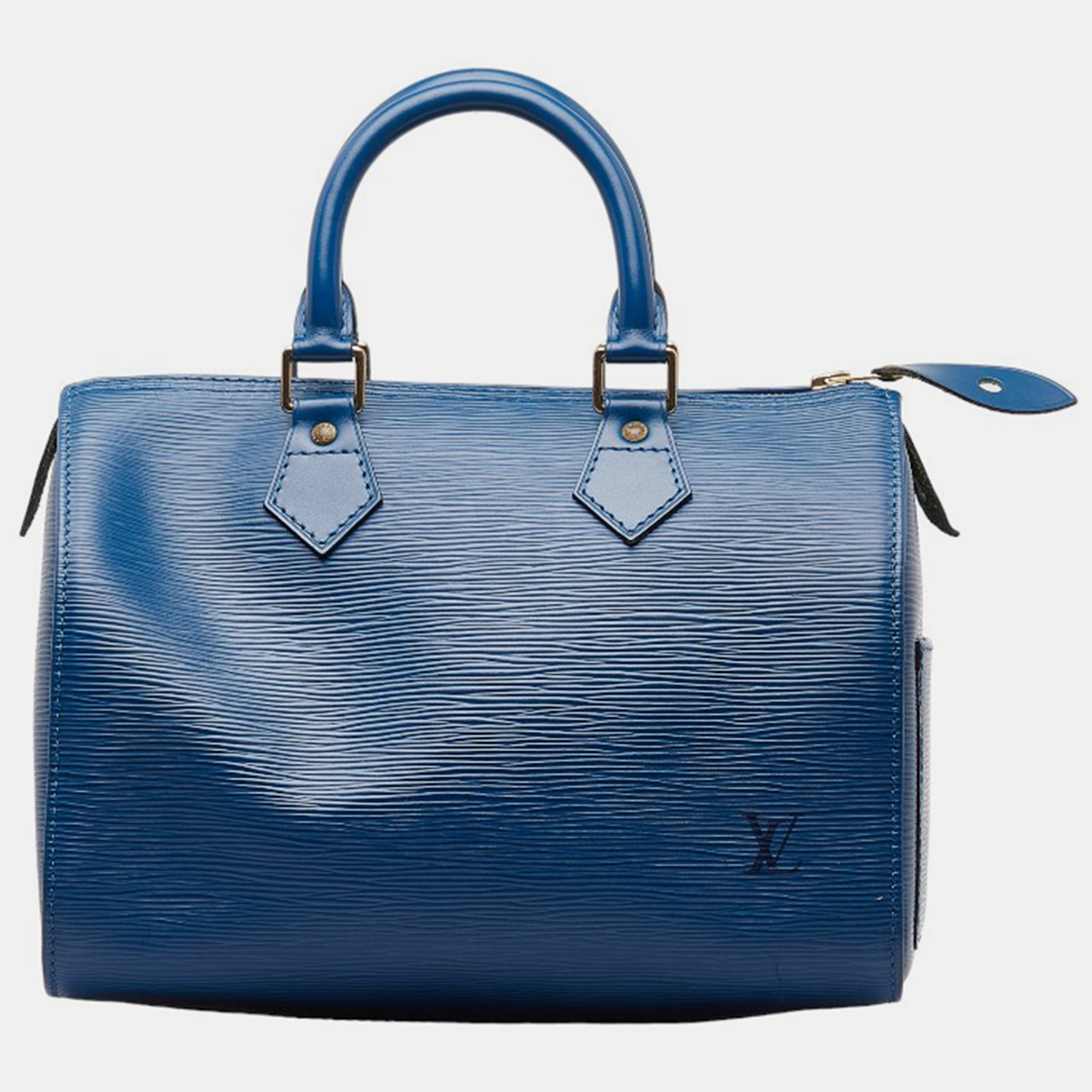 Louis vuitton blue leather epi speedy 25 satchel bag