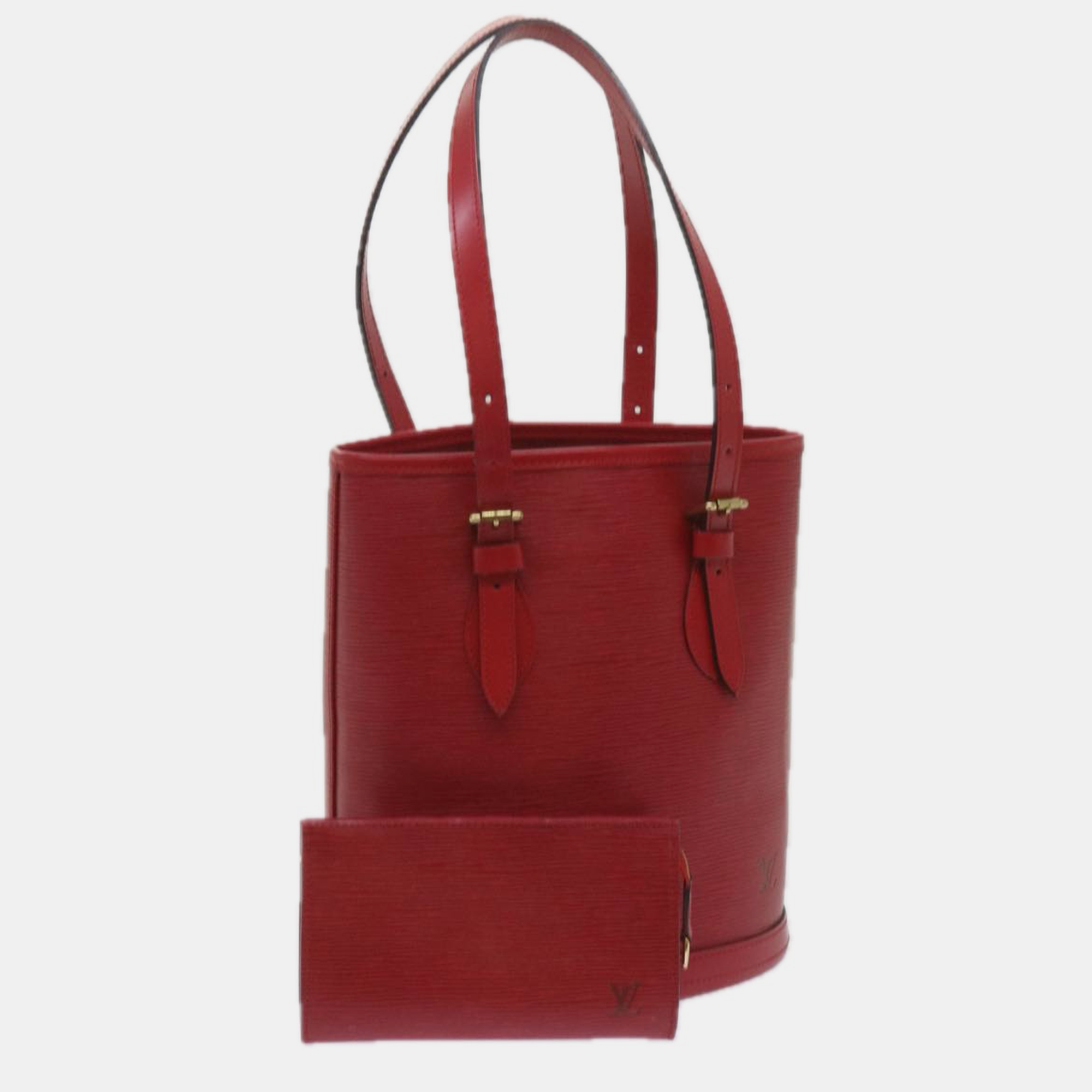 Louis vuitton red epi leather bucket bag