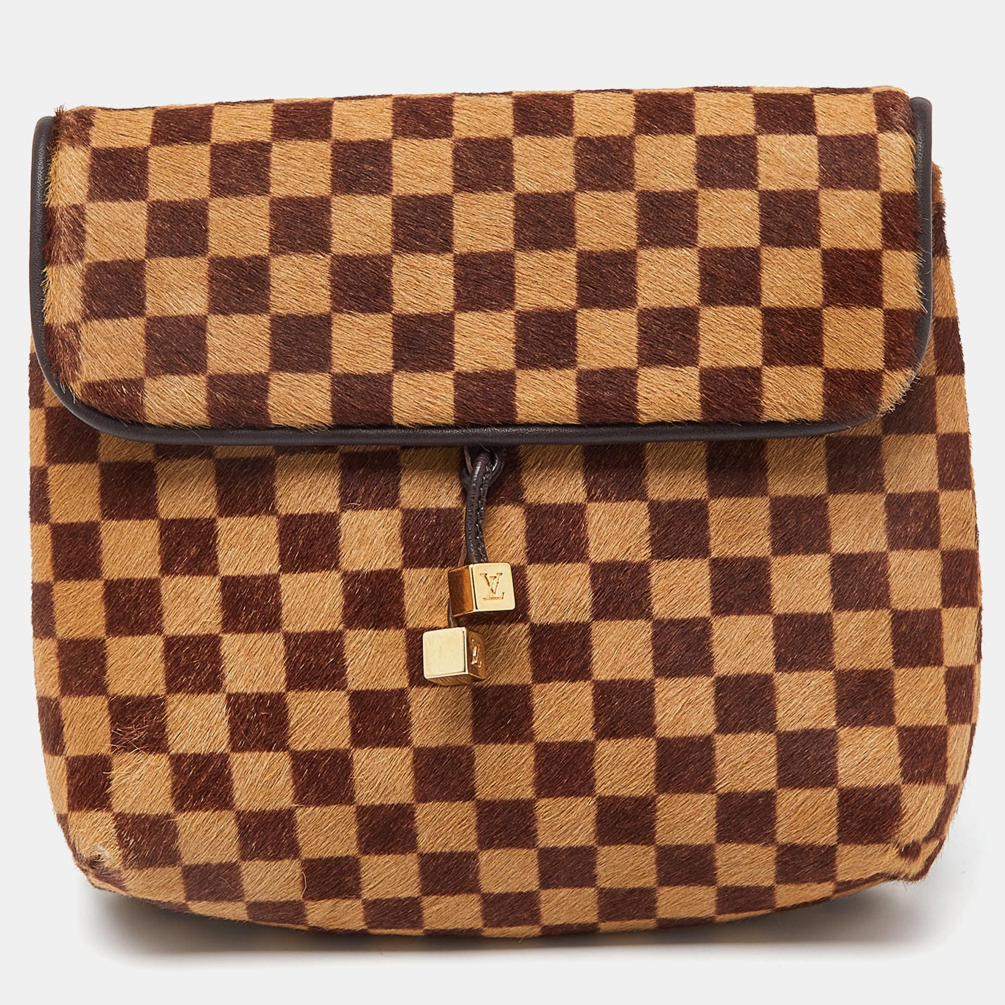 Louis vuitton damier ebene calf hair limited edition sauvage gazelle bag