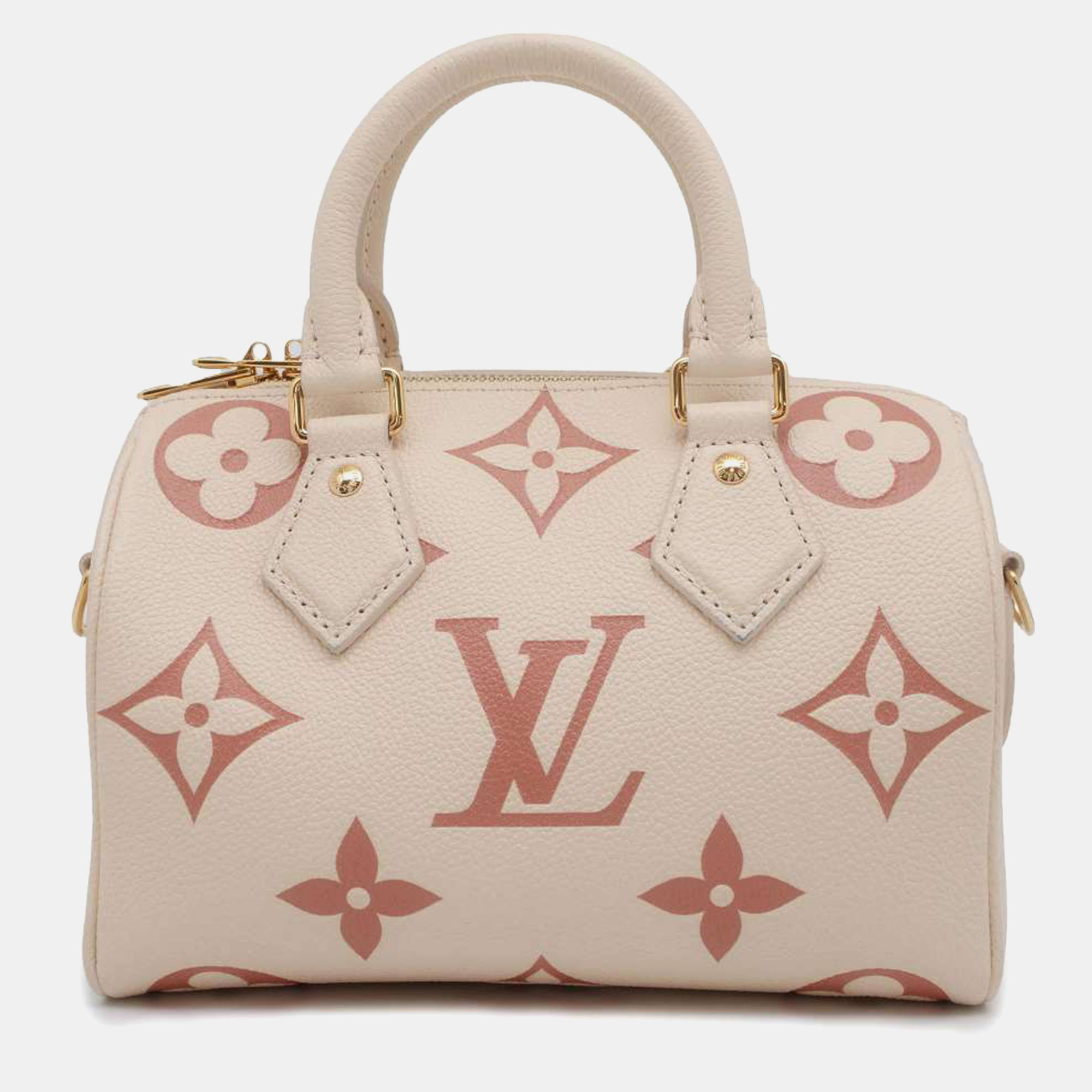 Louis vuitton cream/pink monogram empreinte leather speedy bandouliere 20 bag