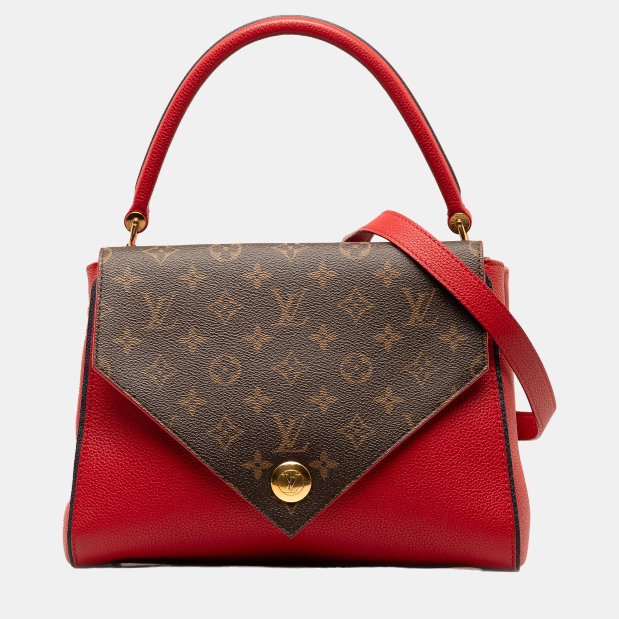 Louis vuitton brown/red monogram double v satchel