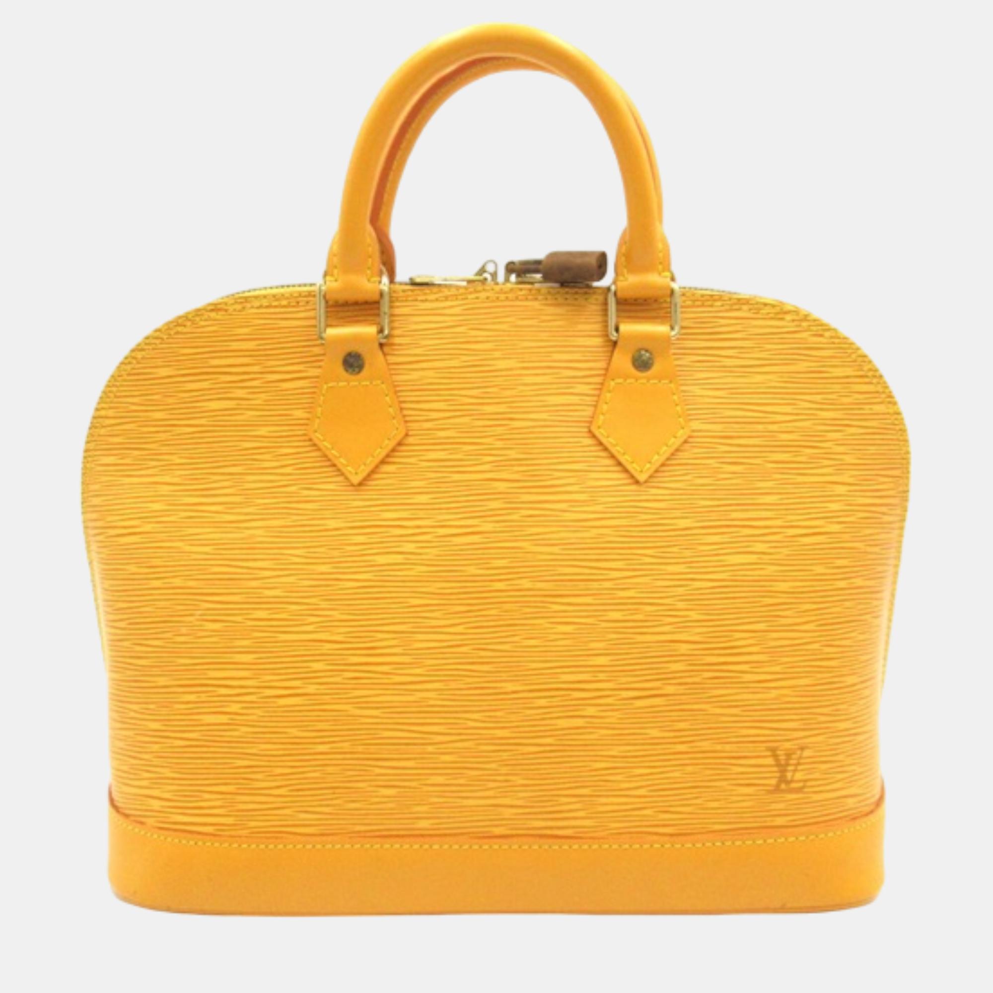 Louis vuitton yellow epi leather alma pm handbag