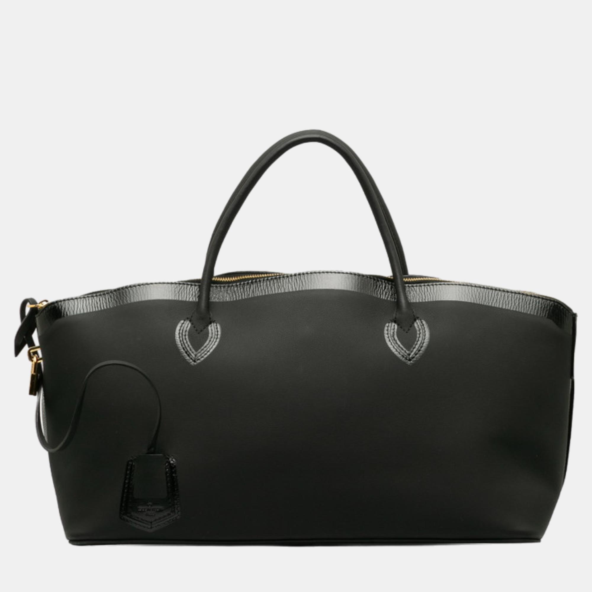 Louis vuitton black leather lockit east-west handbag